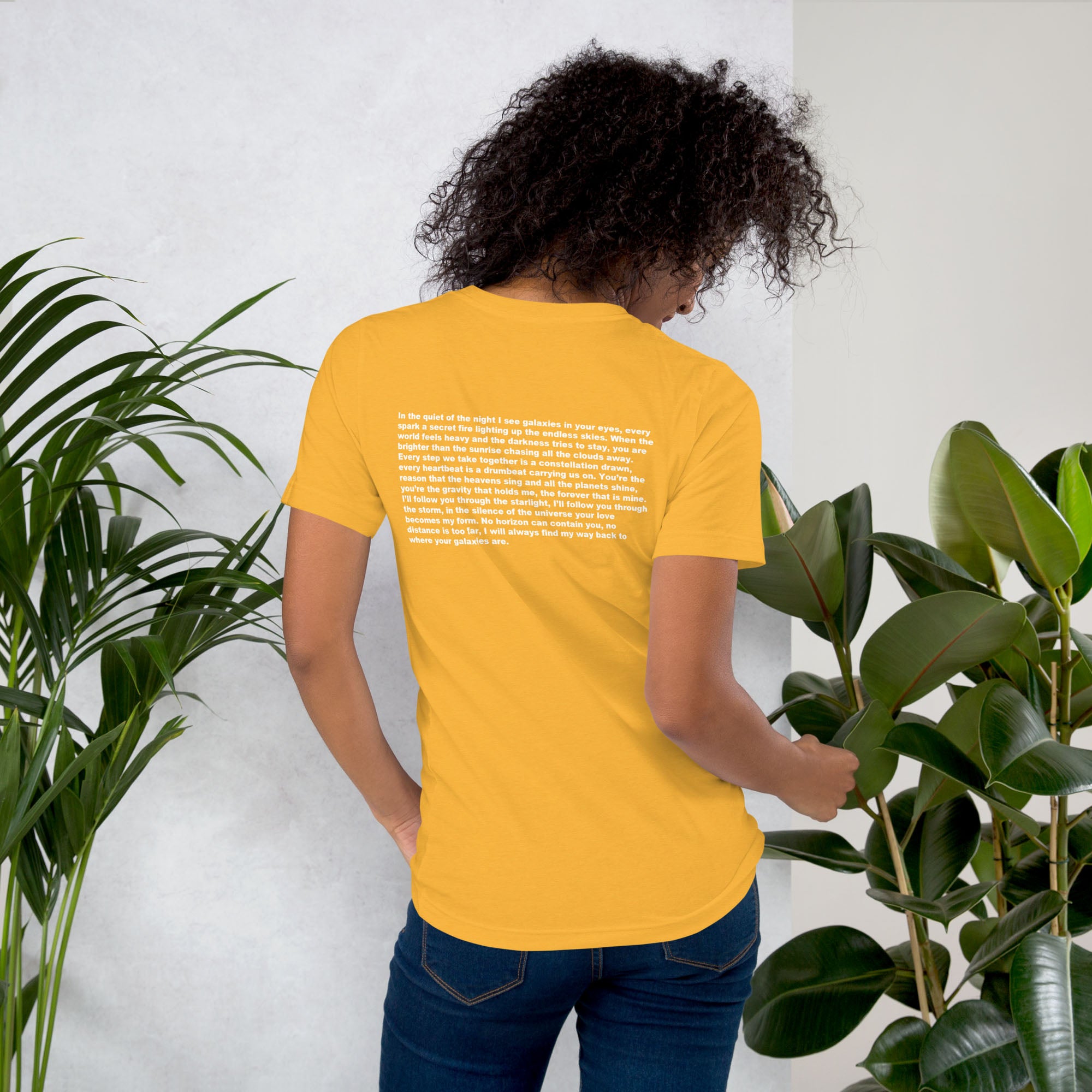 Yellow Tshirt with printed custom music code and text