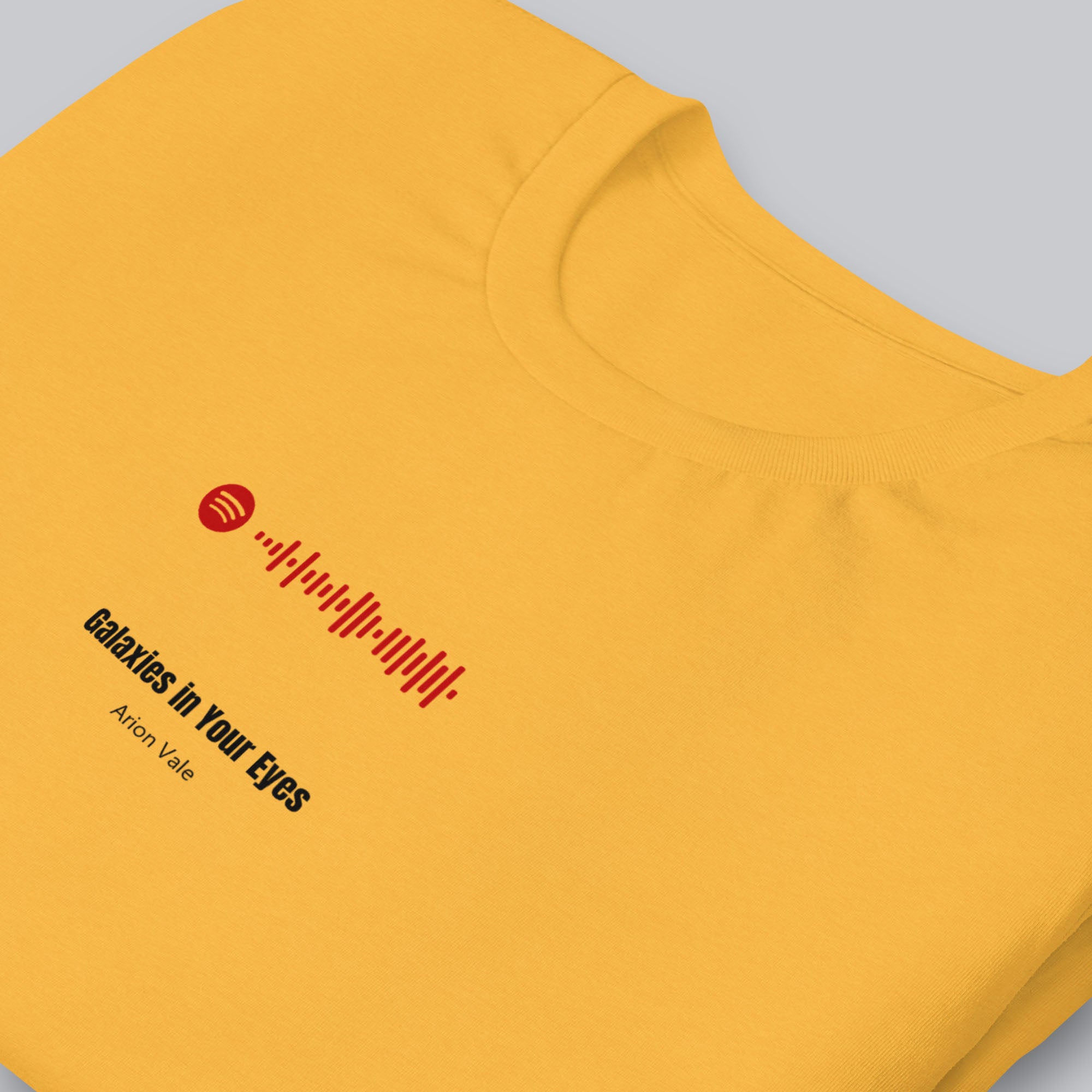 Yellow Tshirt with printed custom music code and text