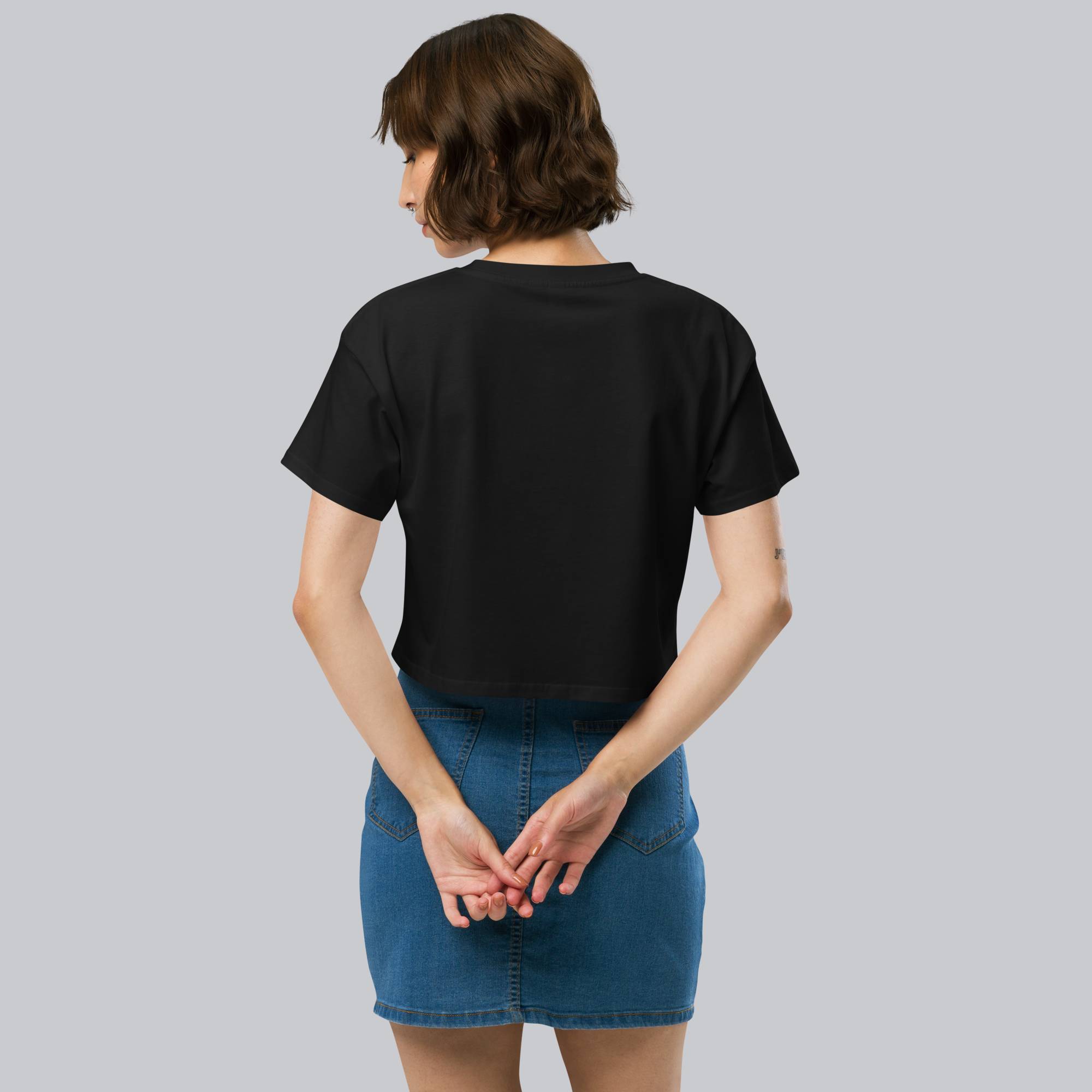 Black Crop Top tshirt with custom Music Code