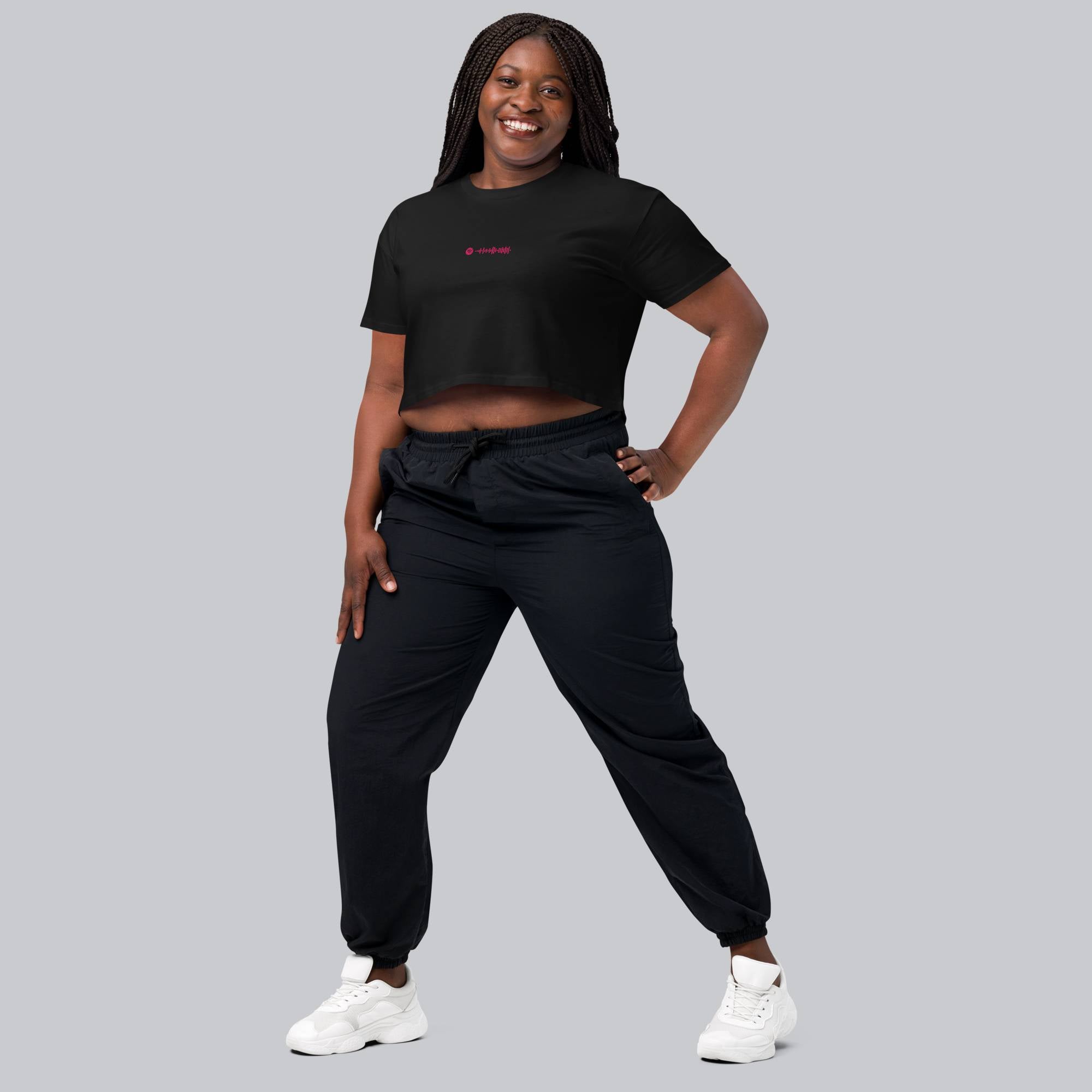 Black Crop Top tshirt with custom Music Code