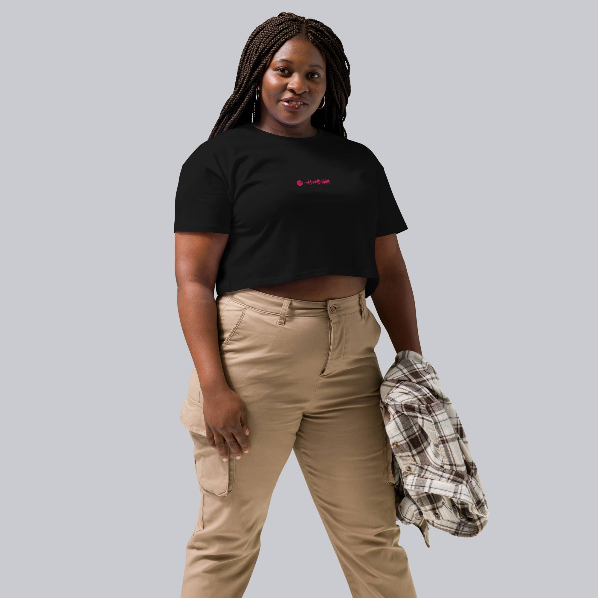 Black Crop Top tshirt with custom Music Code