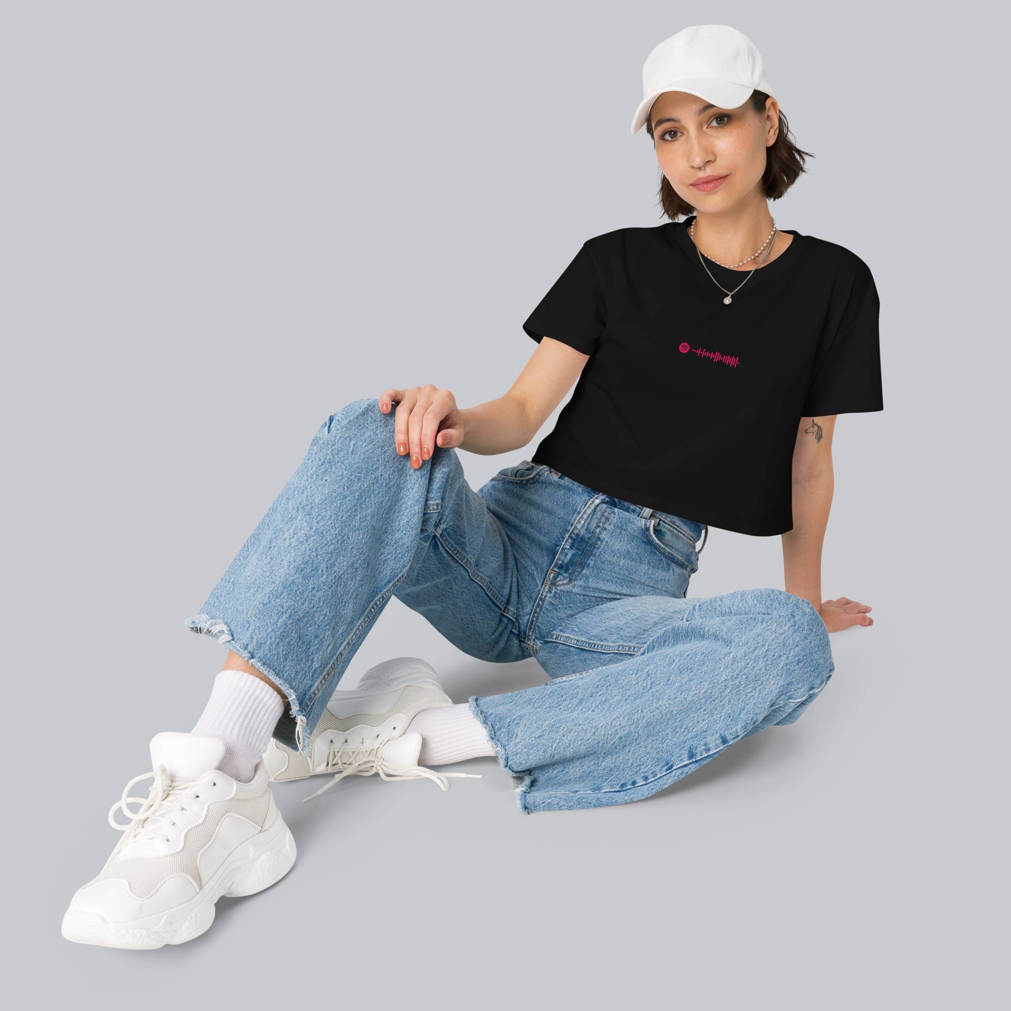 Black Crop Top tshirt with custom Music Code