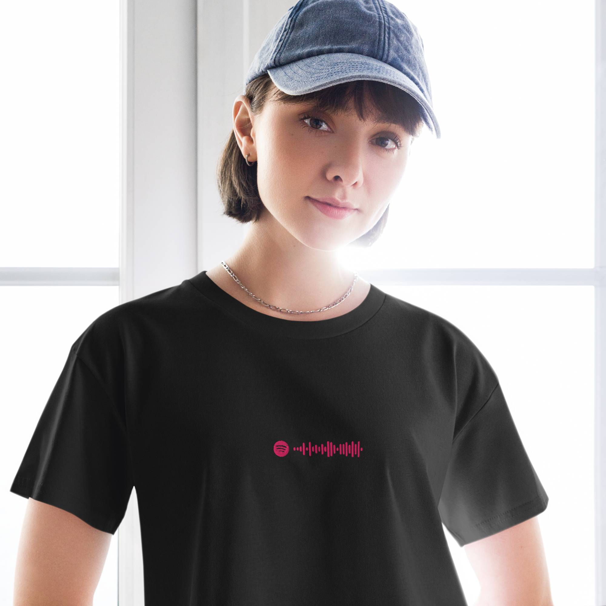 Black Crop Top tshirt with custom Music Code