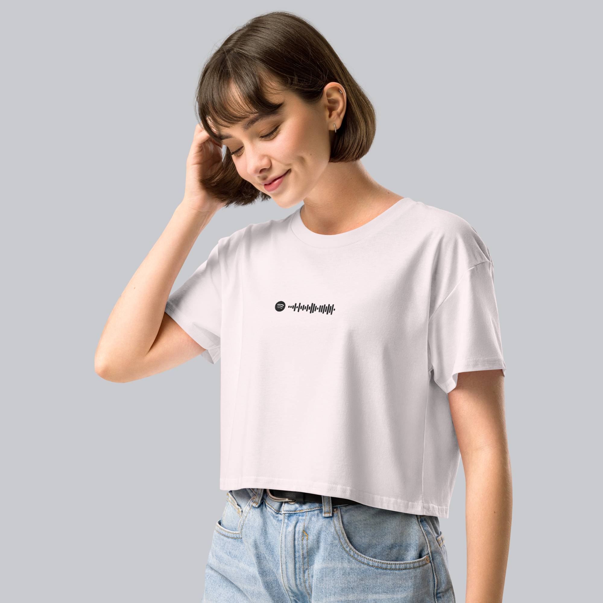 Light Pink Crop Top tshirt with custom Music Code