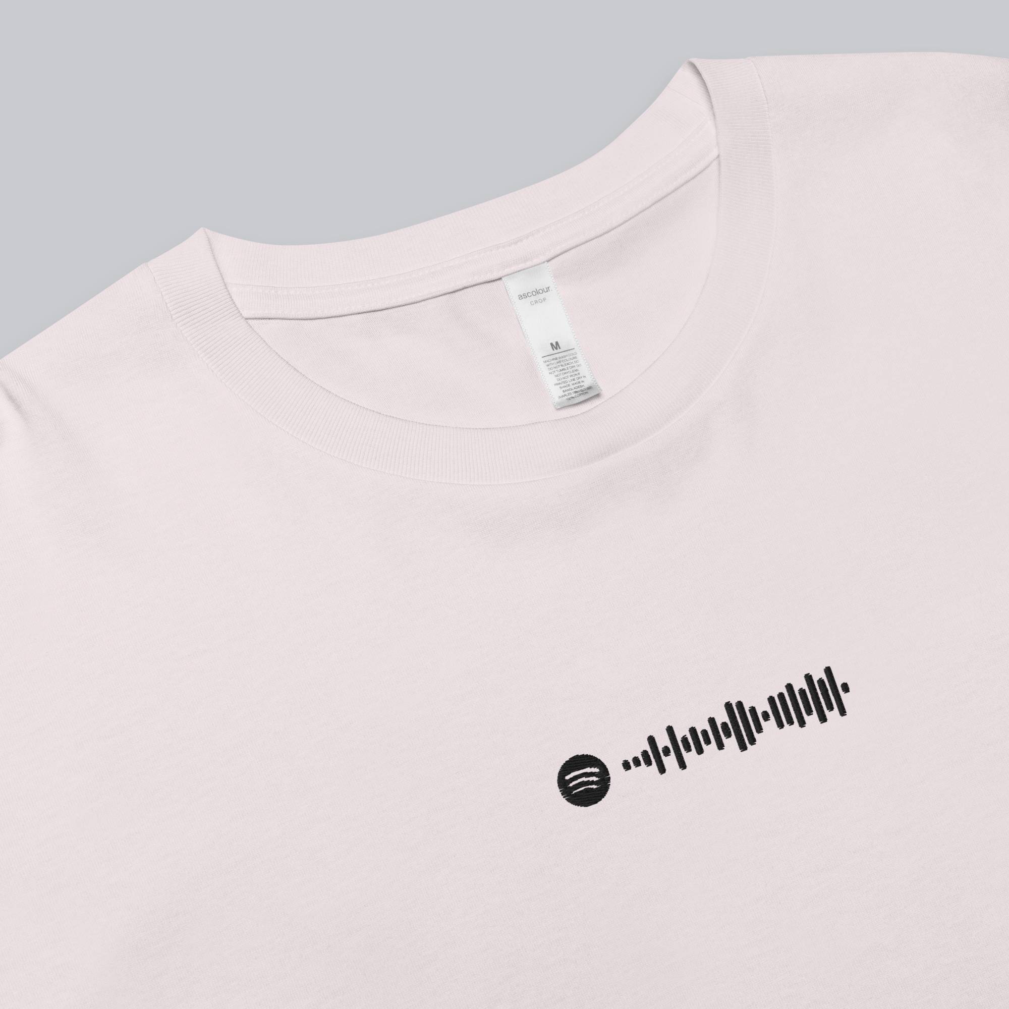 Light Pink Crop Top tshirt with custom Music Code