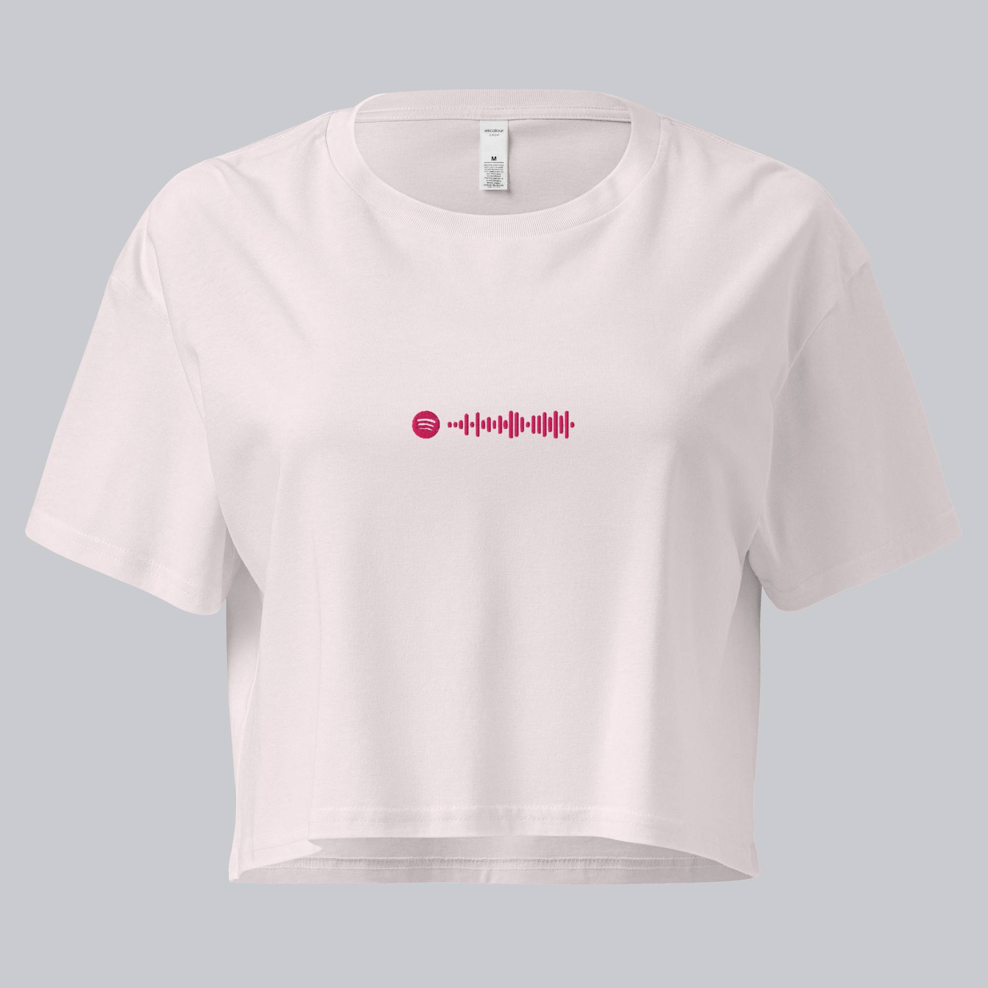 Light Pink Crop Top tshirt with custom Music Code