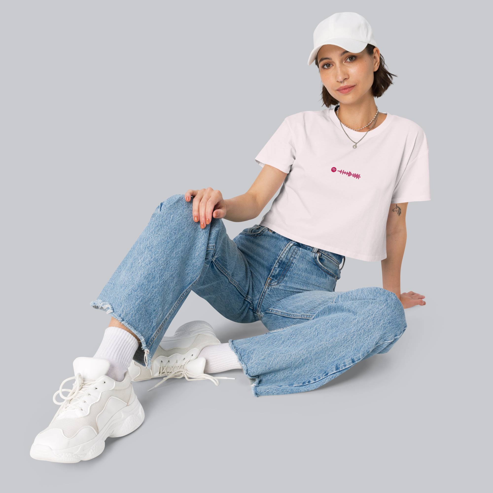 Light Pink Crop Top tshirt with custom Music Code