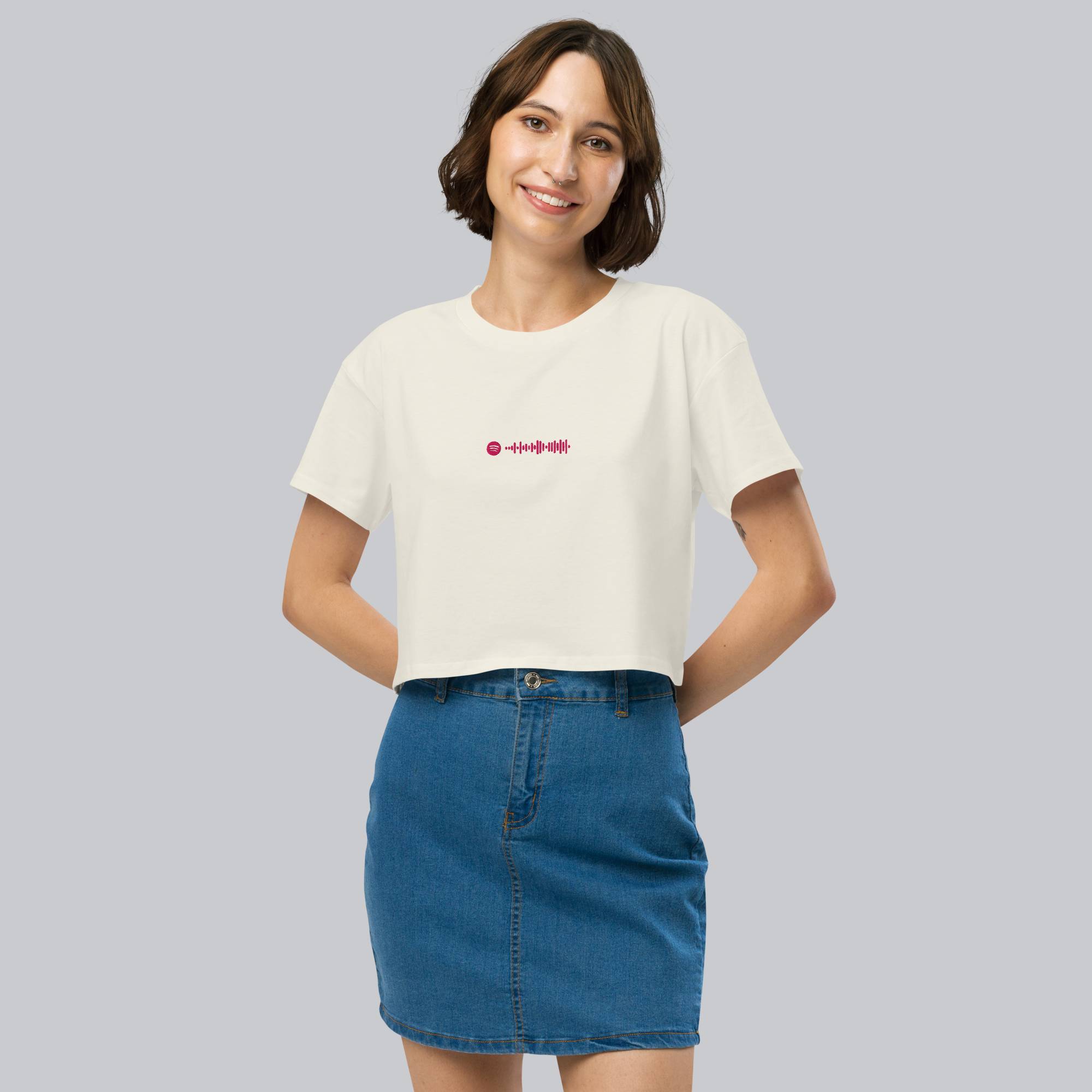 Light yellow Crop Top tshirt with custom Music Code