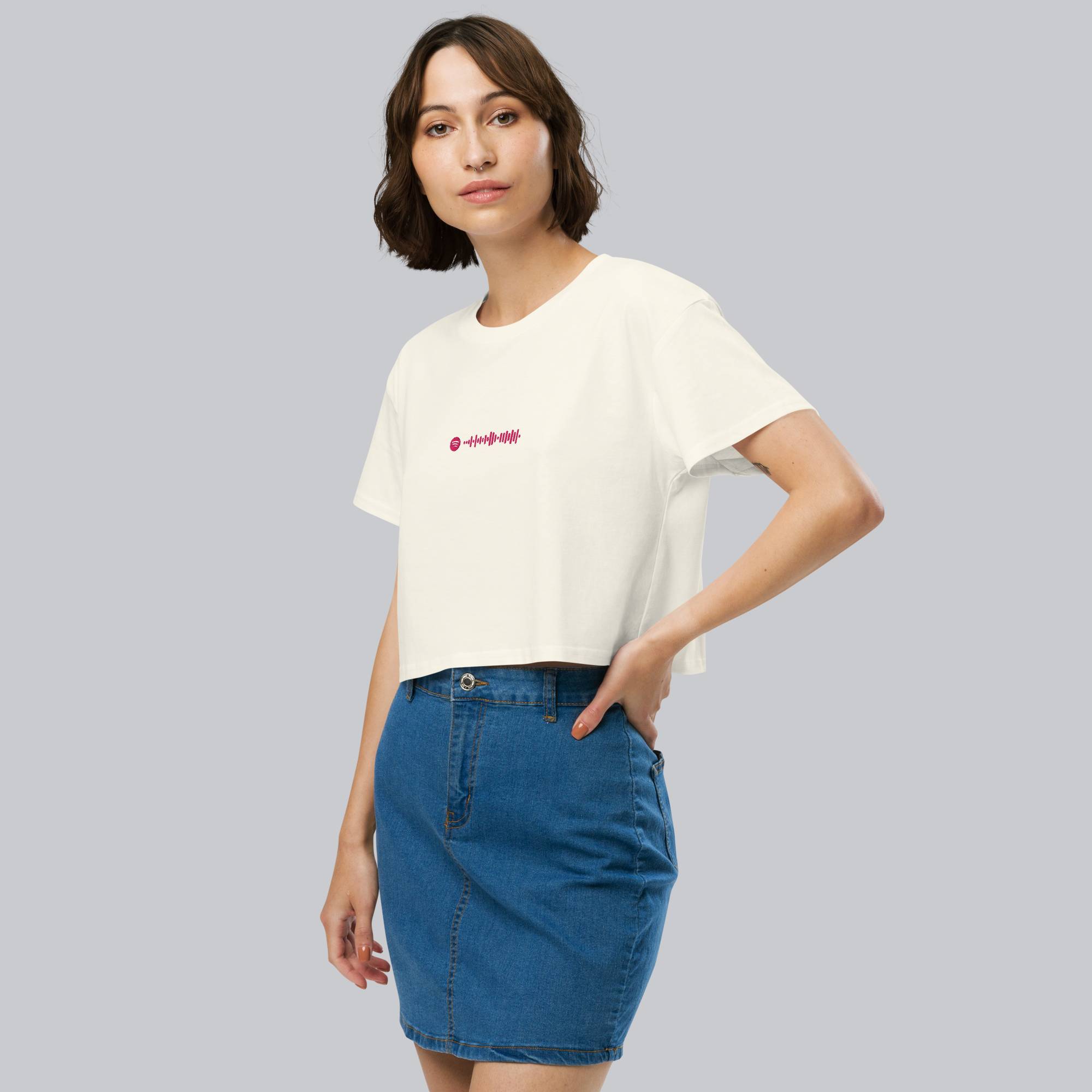 Light yellow Crop Top tshirt with custom Music Code