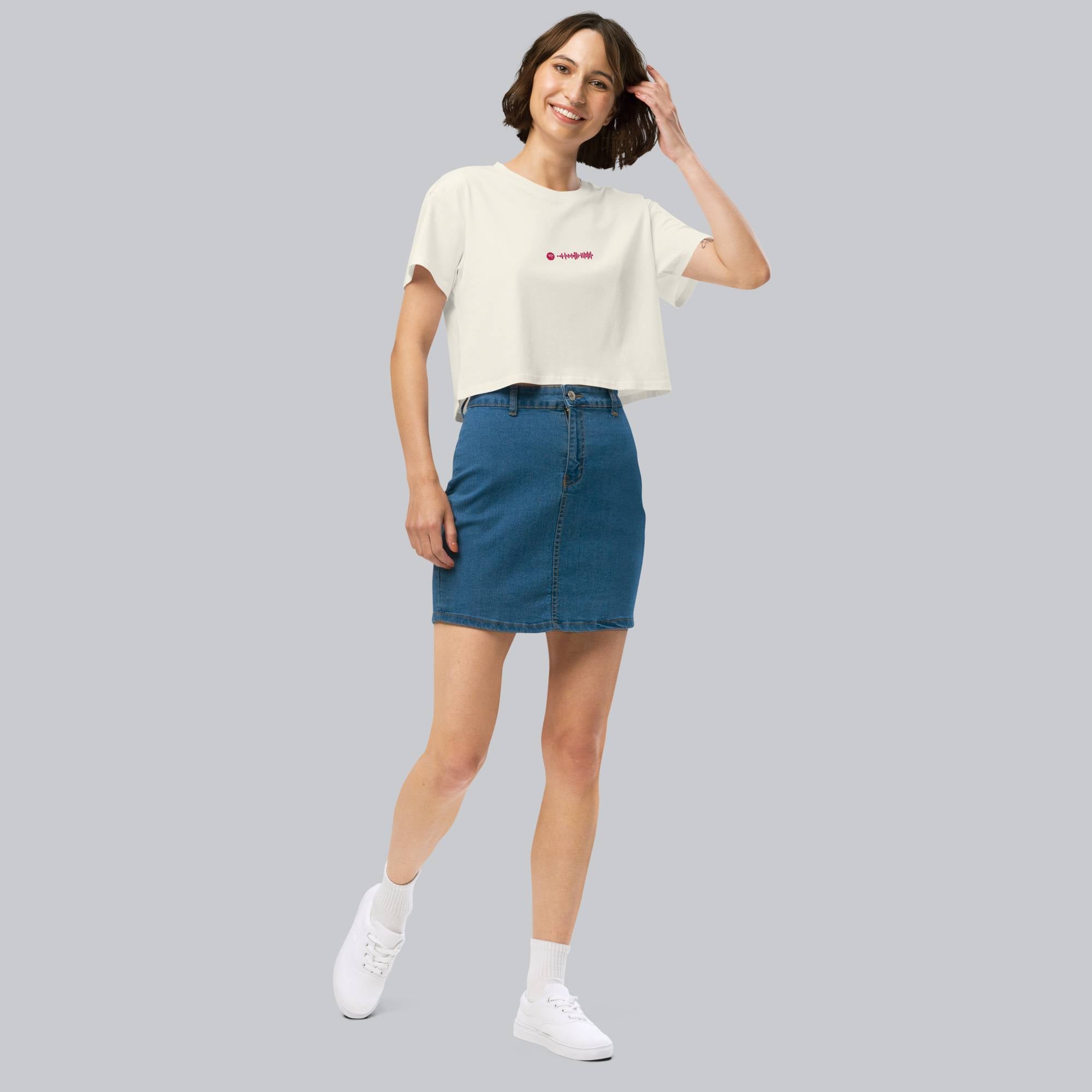 Light yellow Crop Top tshirt with custom Music Code