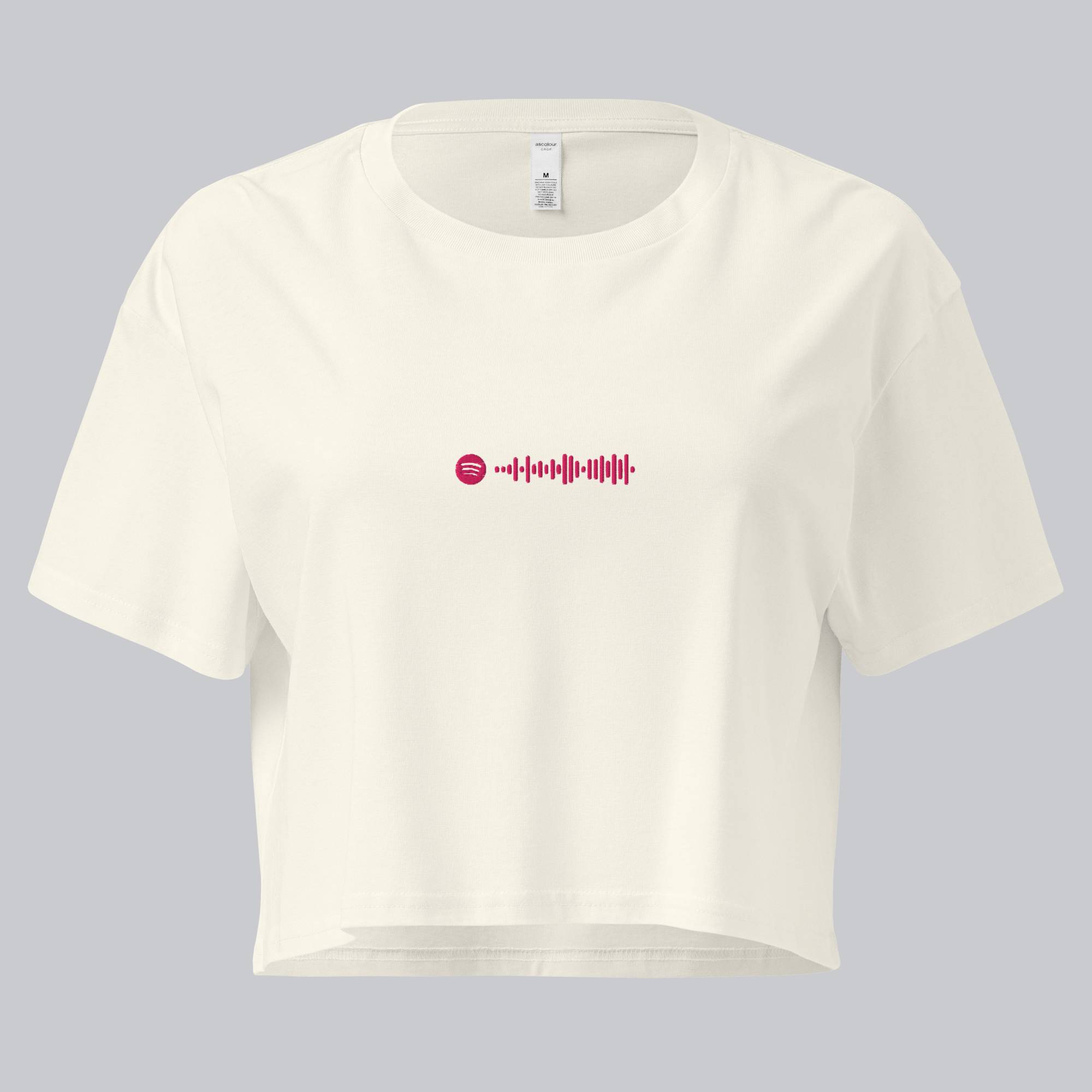 Light yellow Crop Top tshirt with custom Music Code