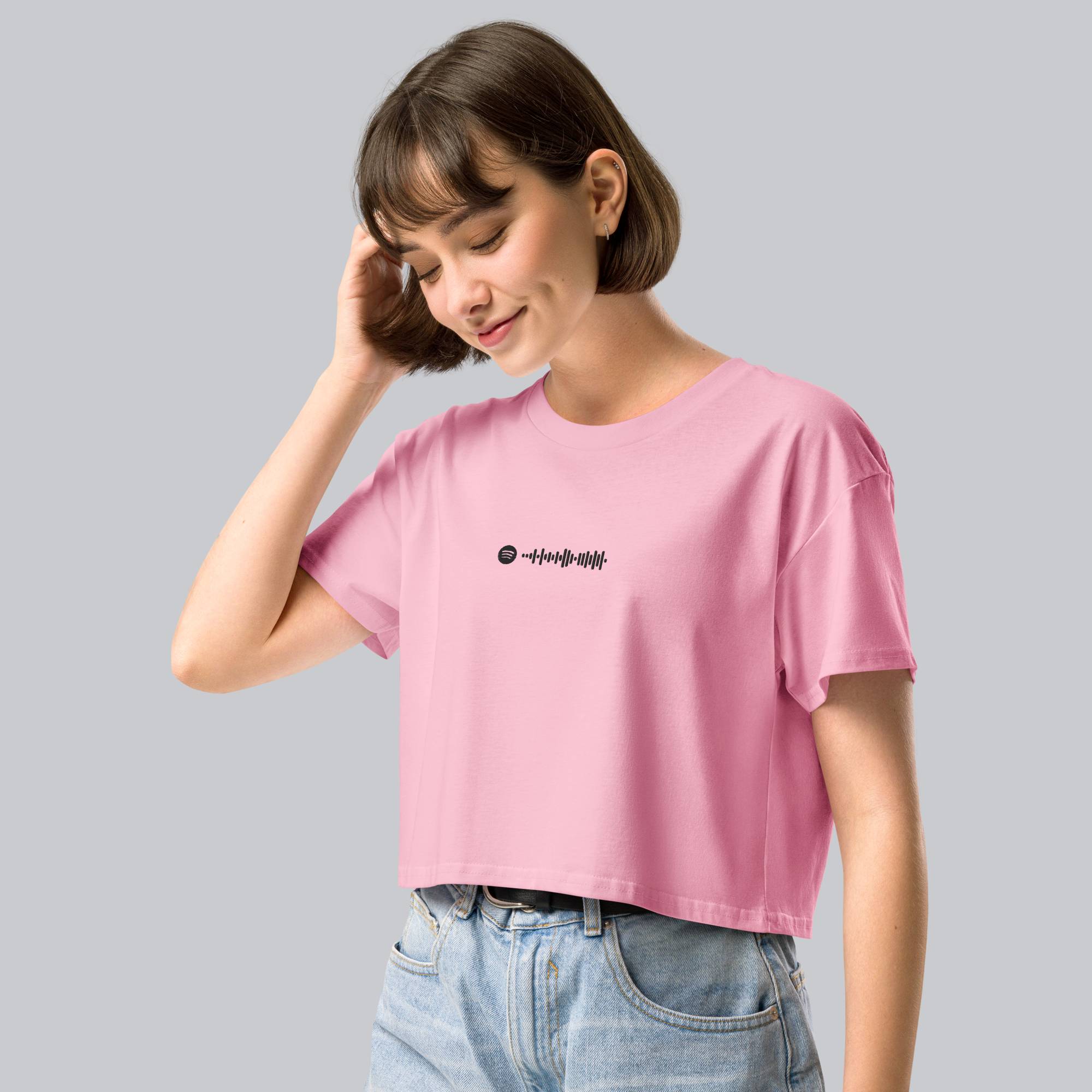 Pink Crop Top tshirt with custom Music Code