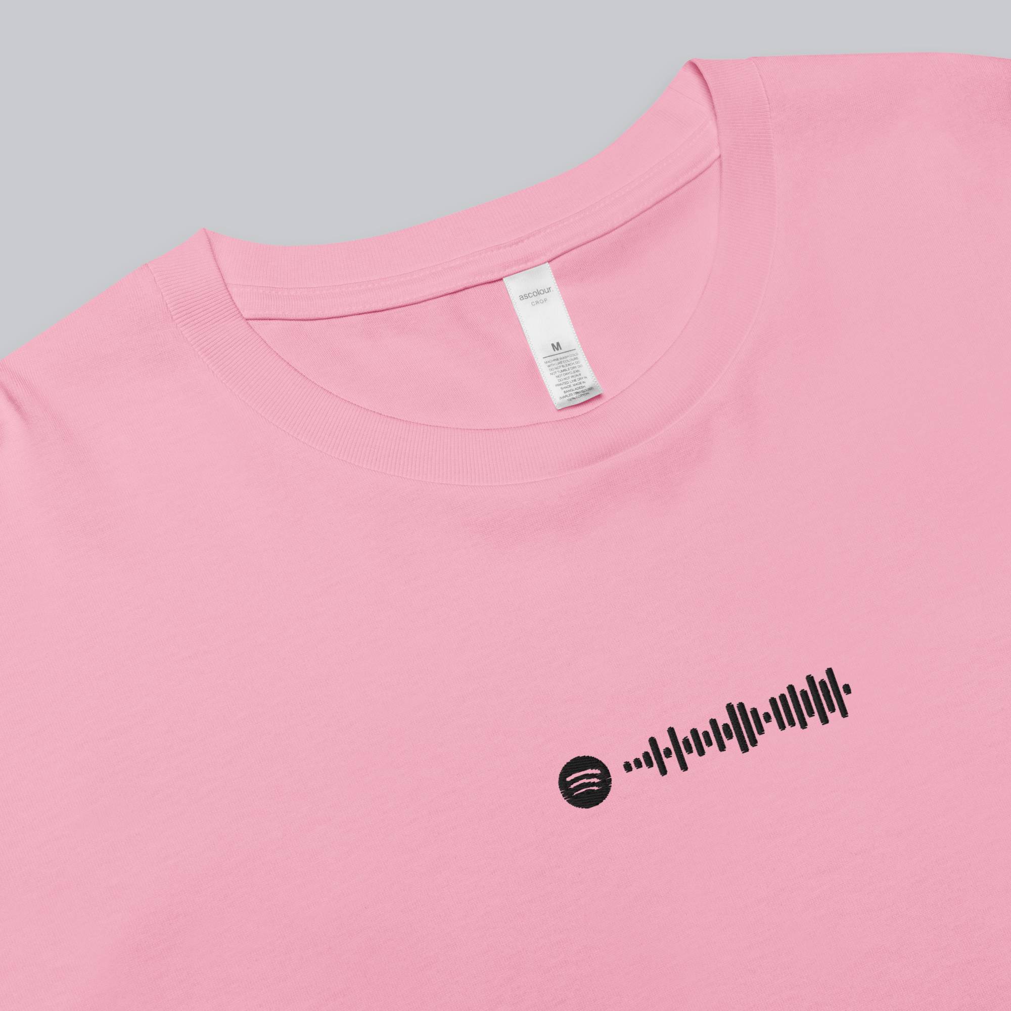 Pink Crop Top tshirt with custom Music Code