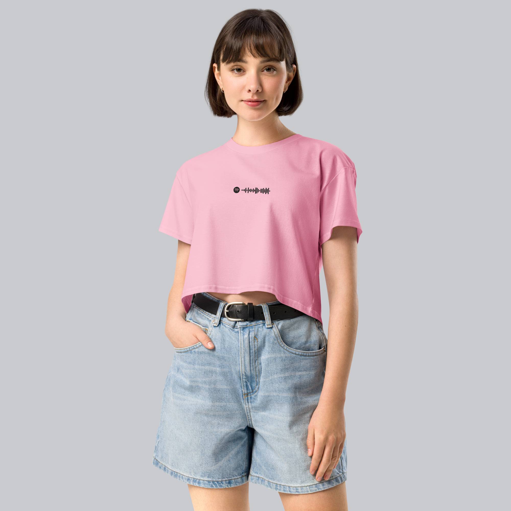 Pink Crop Top tshirt with custom Music Code