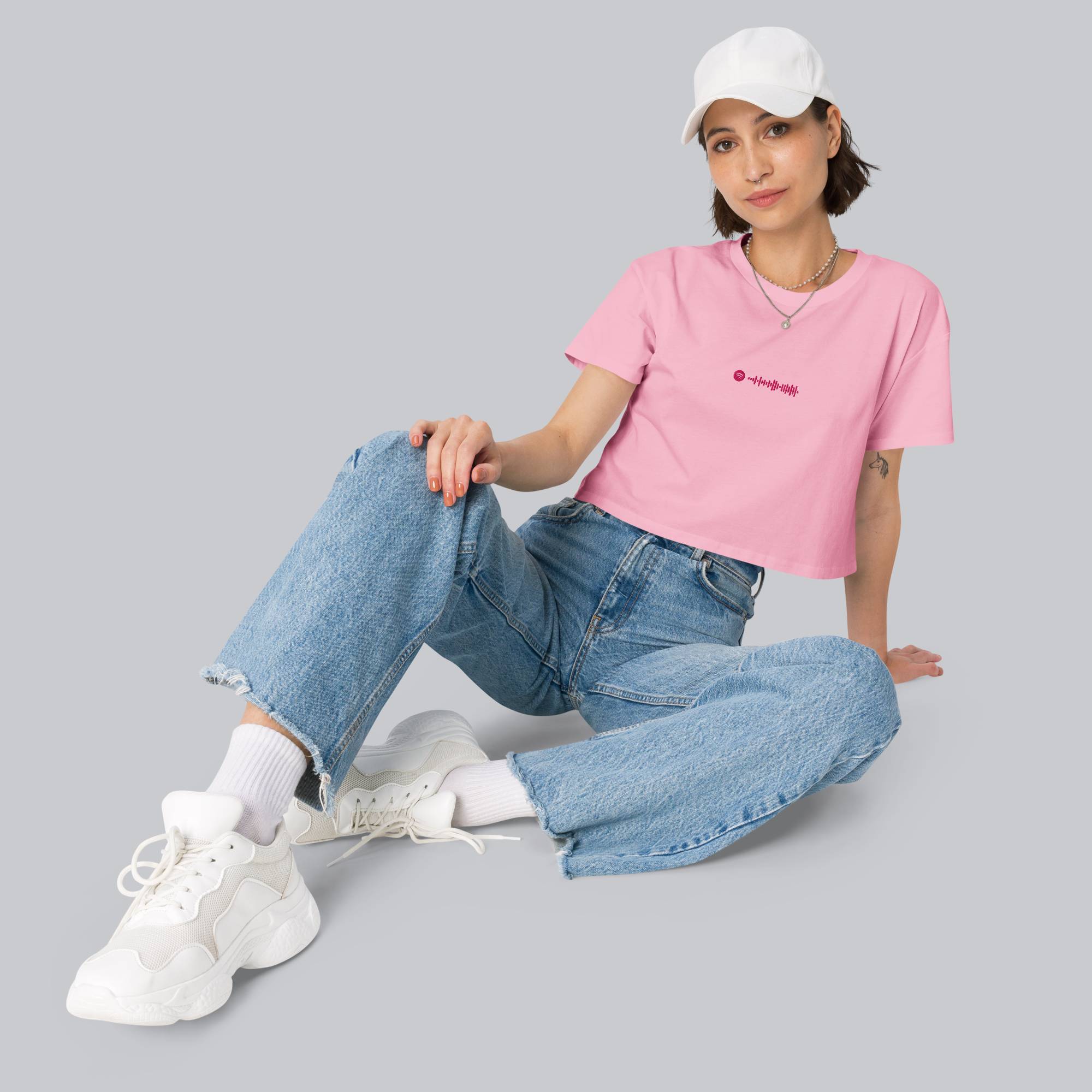 Pink Crop Top tshirt with custom Music Code