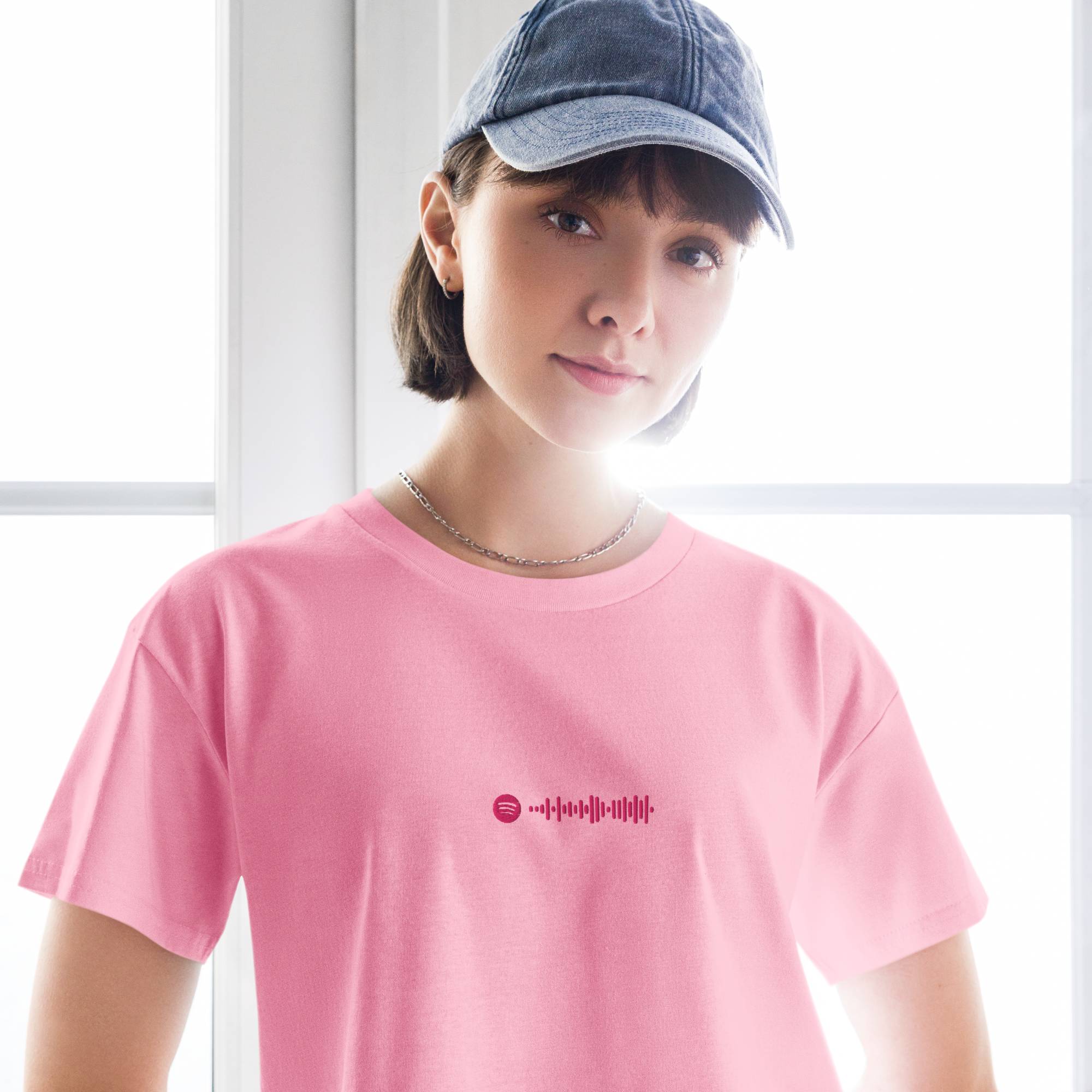 Pink Crop Top tshirt with custom Music Code