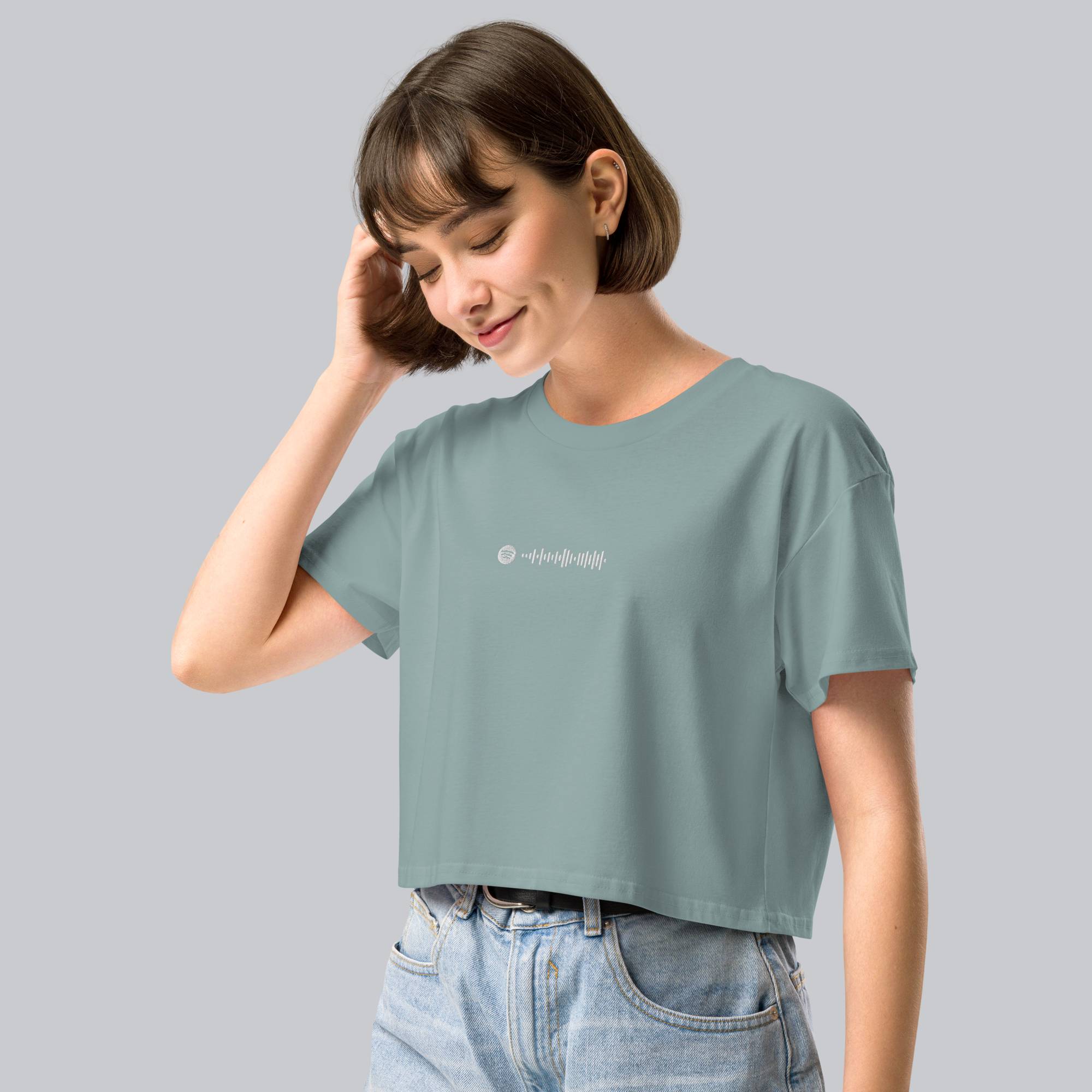 Slate Crop Top tshirt with custom Music Code