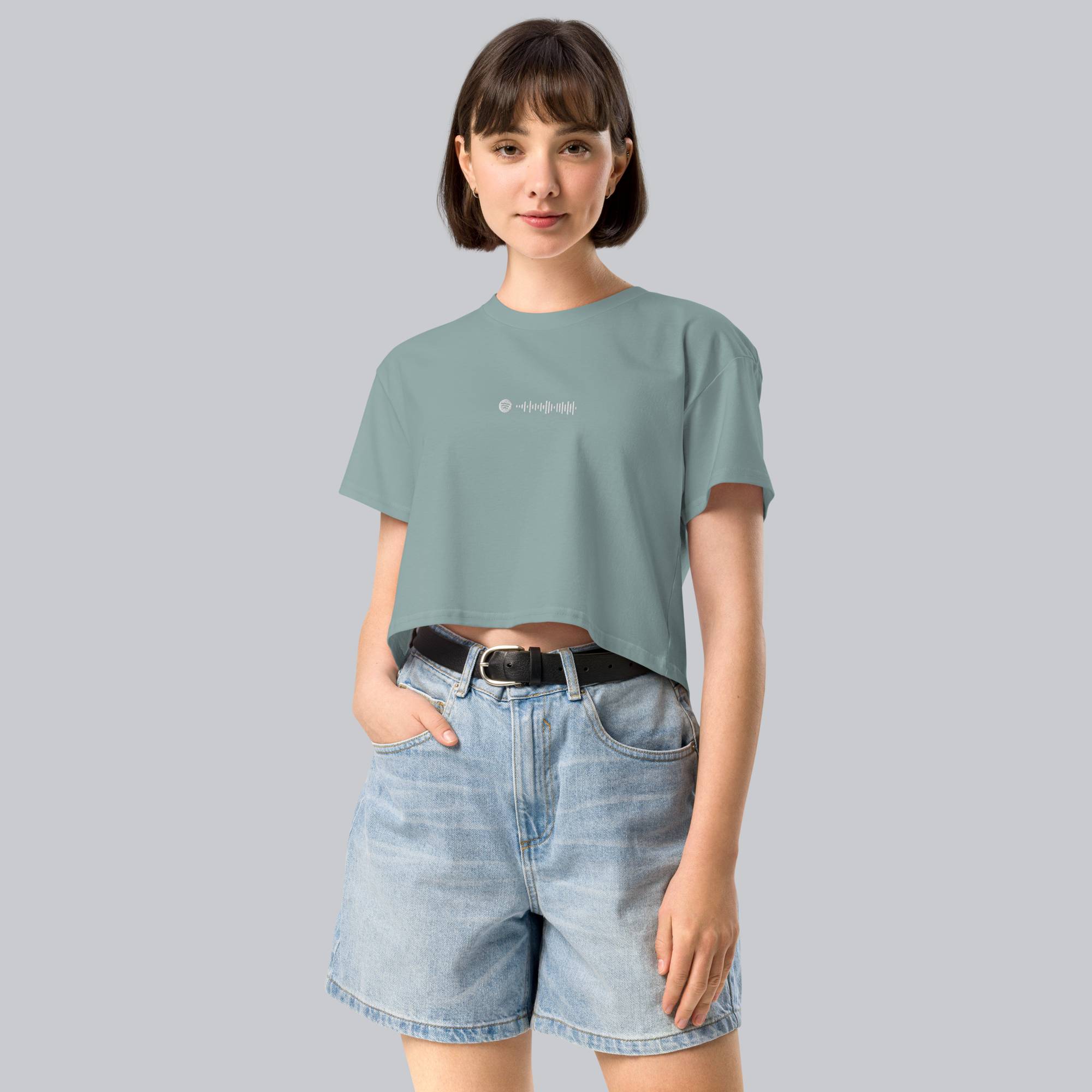 Slate Crop Top tshirt with custom Music Code