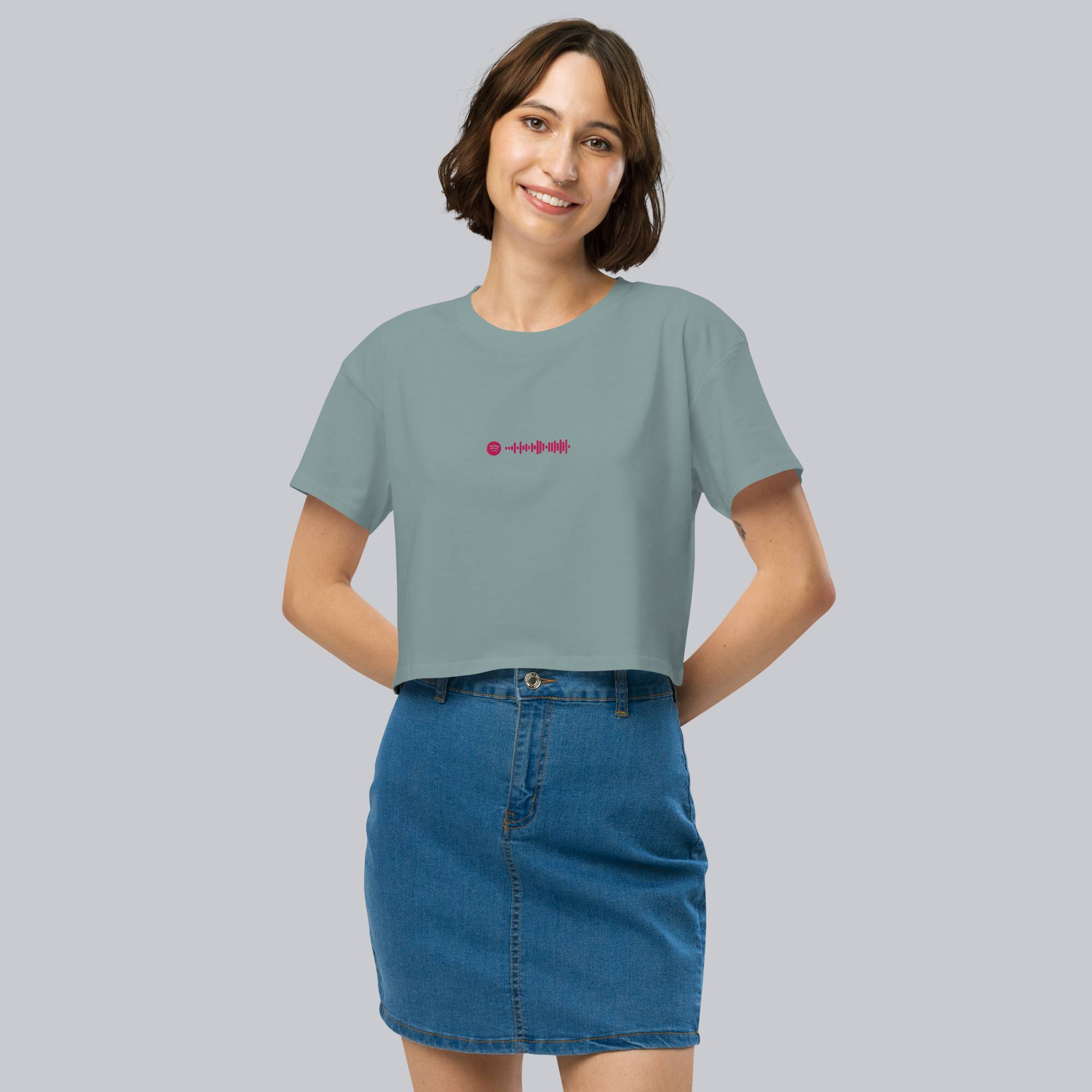 Slate Crop Top tshirt with custom Music Code