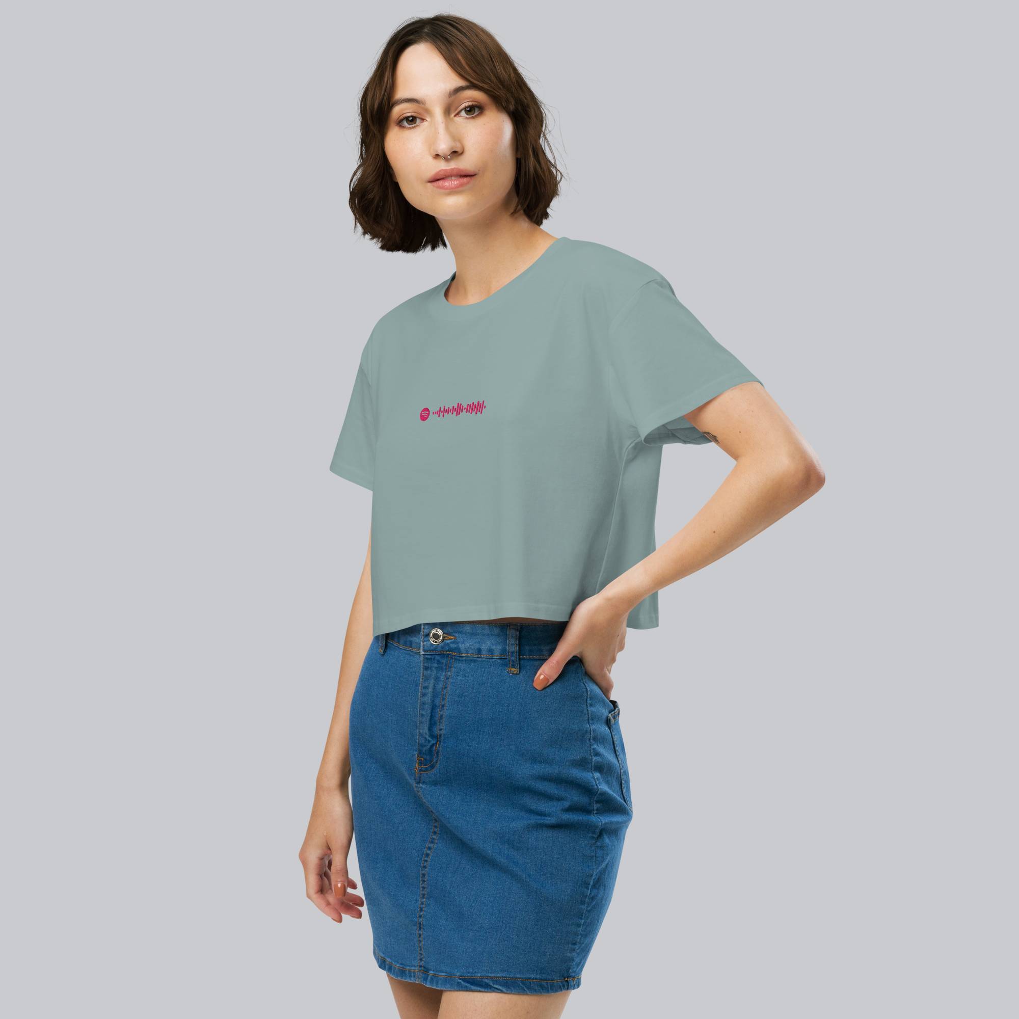 Slate Crop Top tshirt with custom Music Code