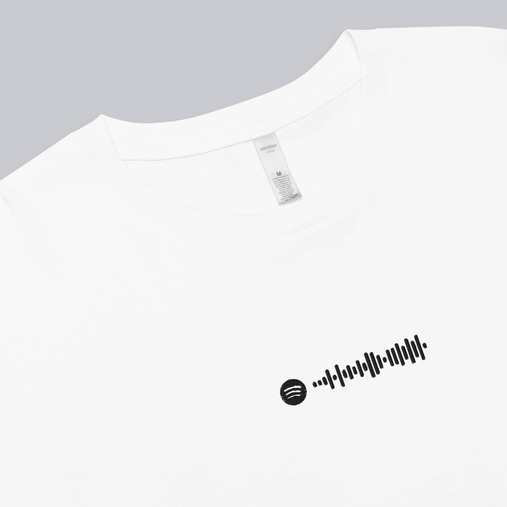 White Crop Top tshirt with custom Music Code