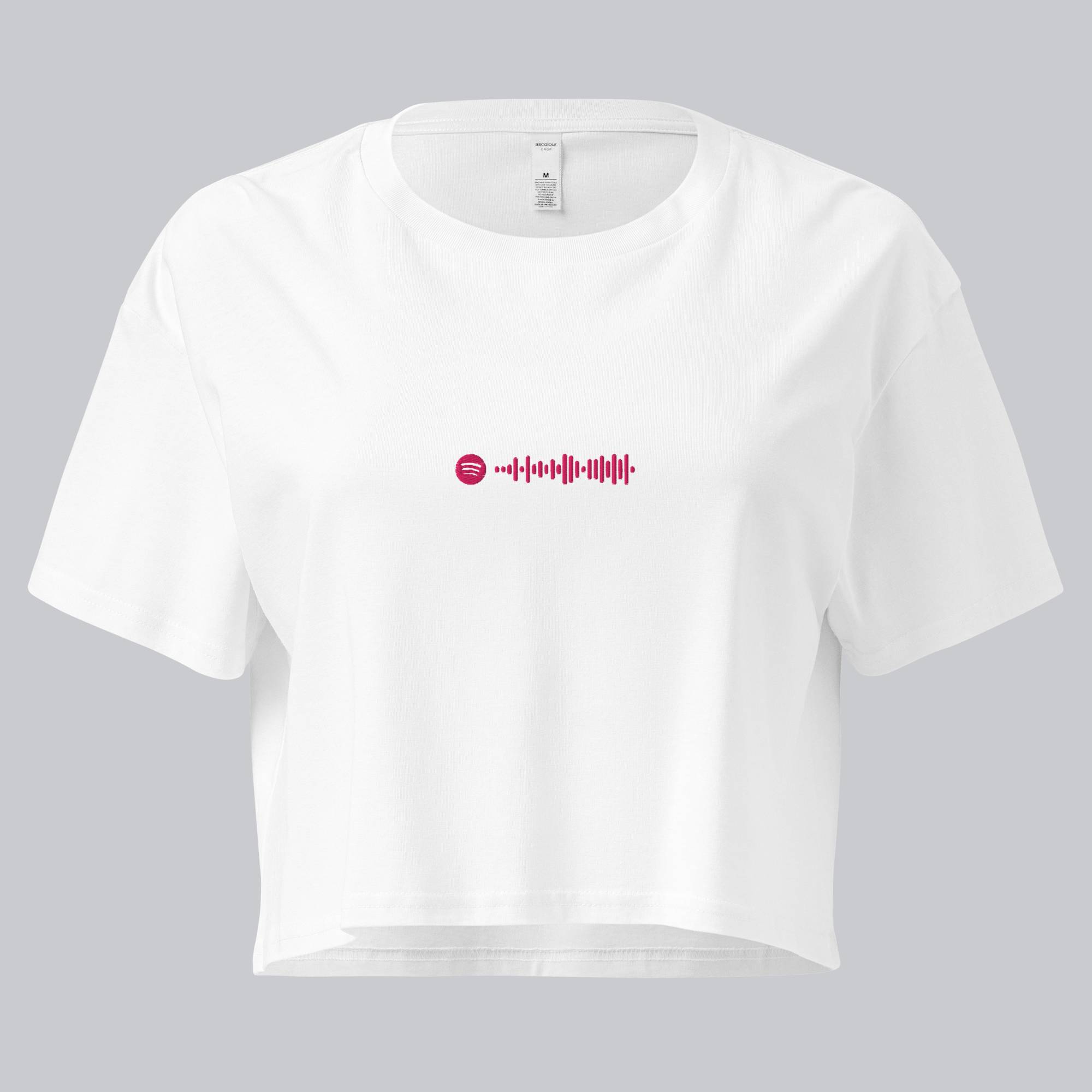 White Crop Top tshirt with custom Music Code