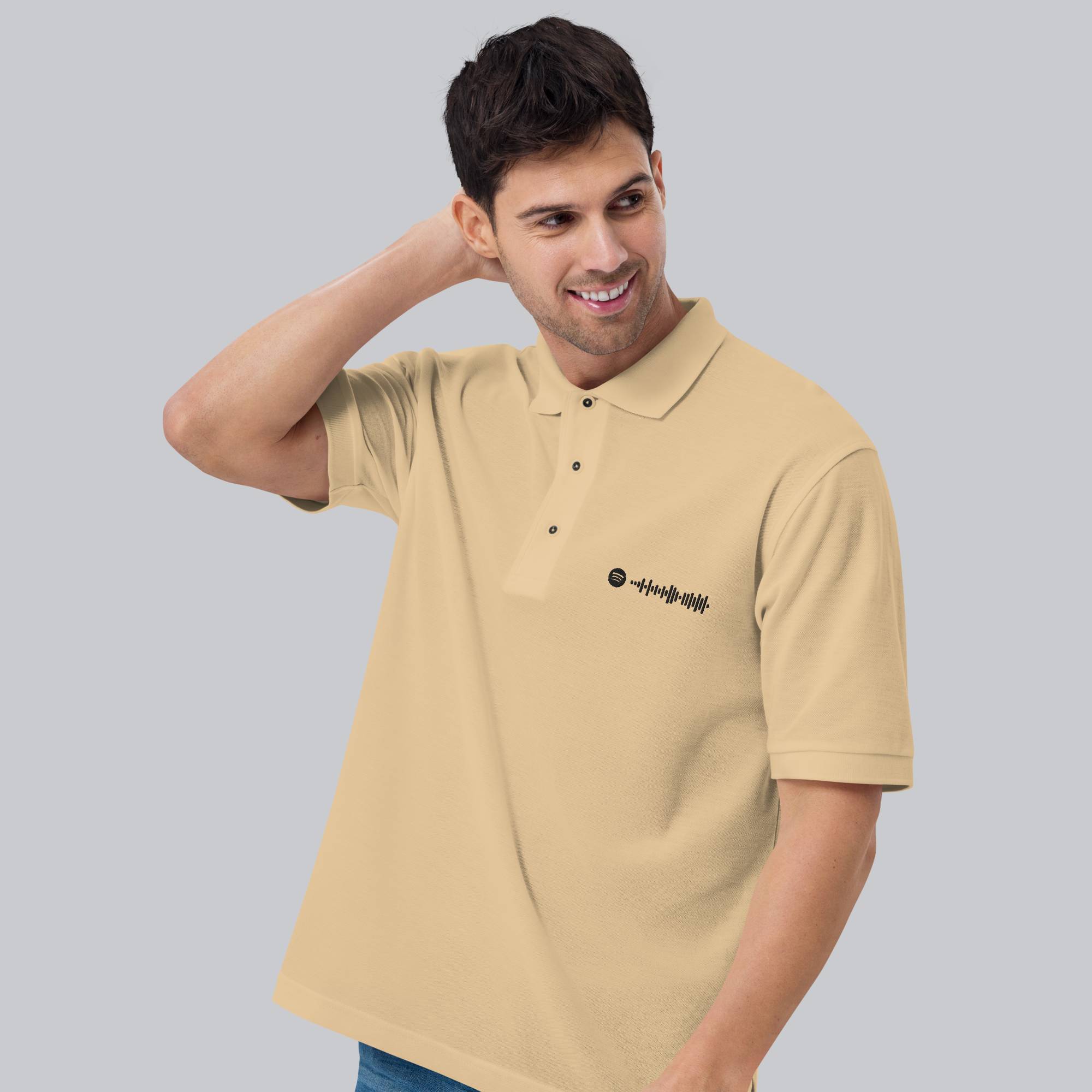 Beige Polo Tshirt with custom Music Code