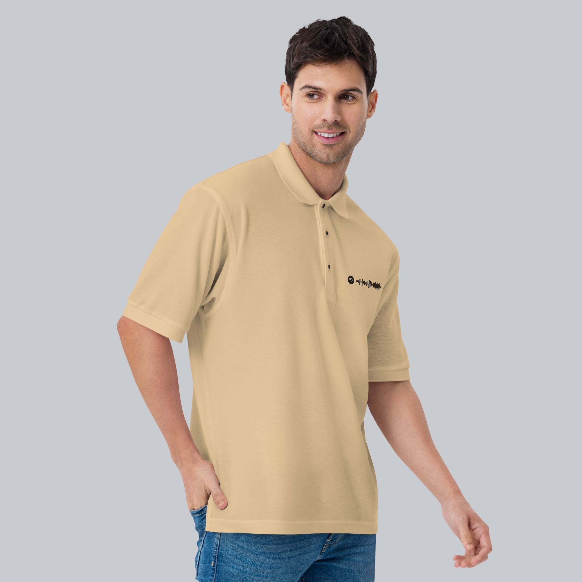 Beige Polo Tshirt with custom Music Code