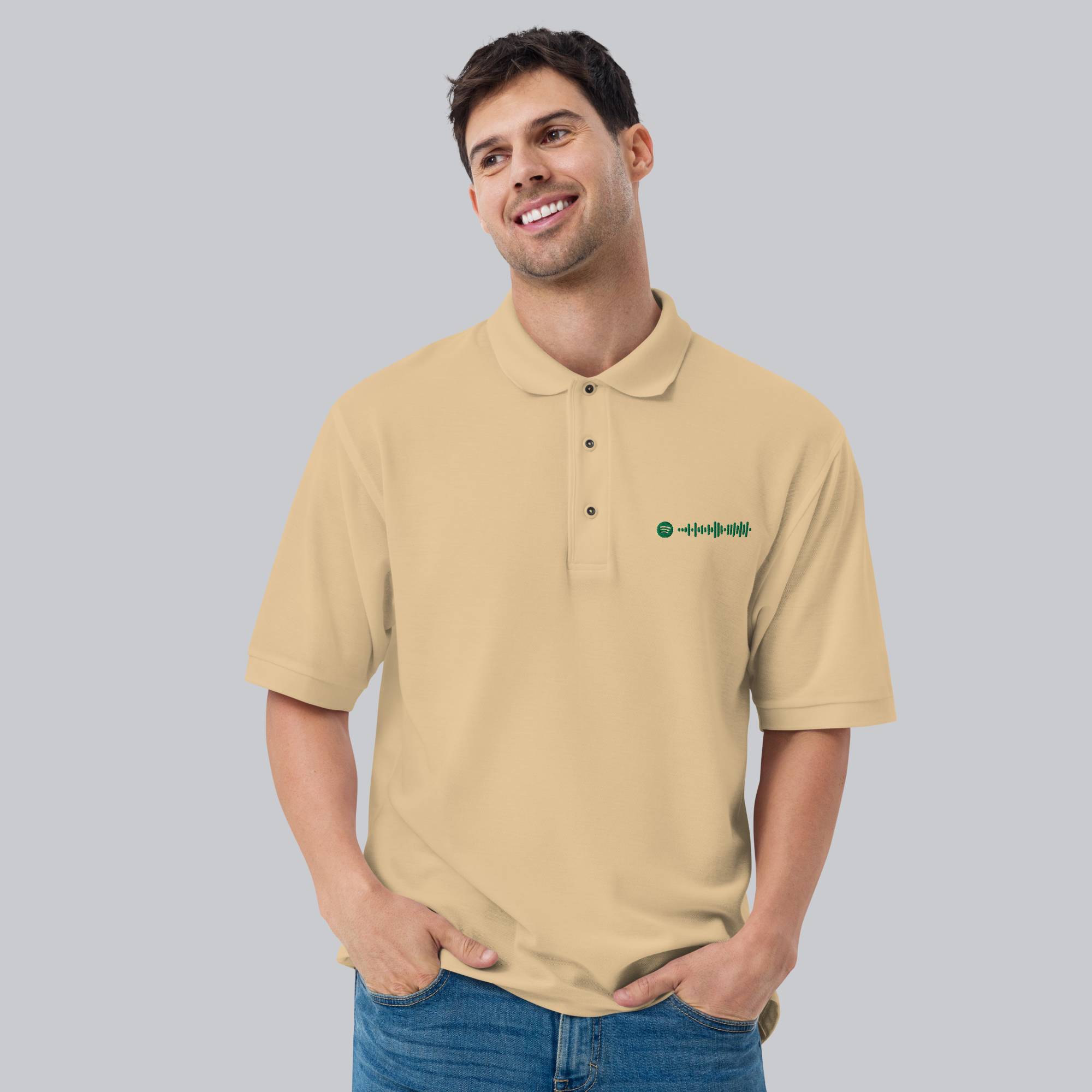 Beige Polo Tshirt with custom Music Code
