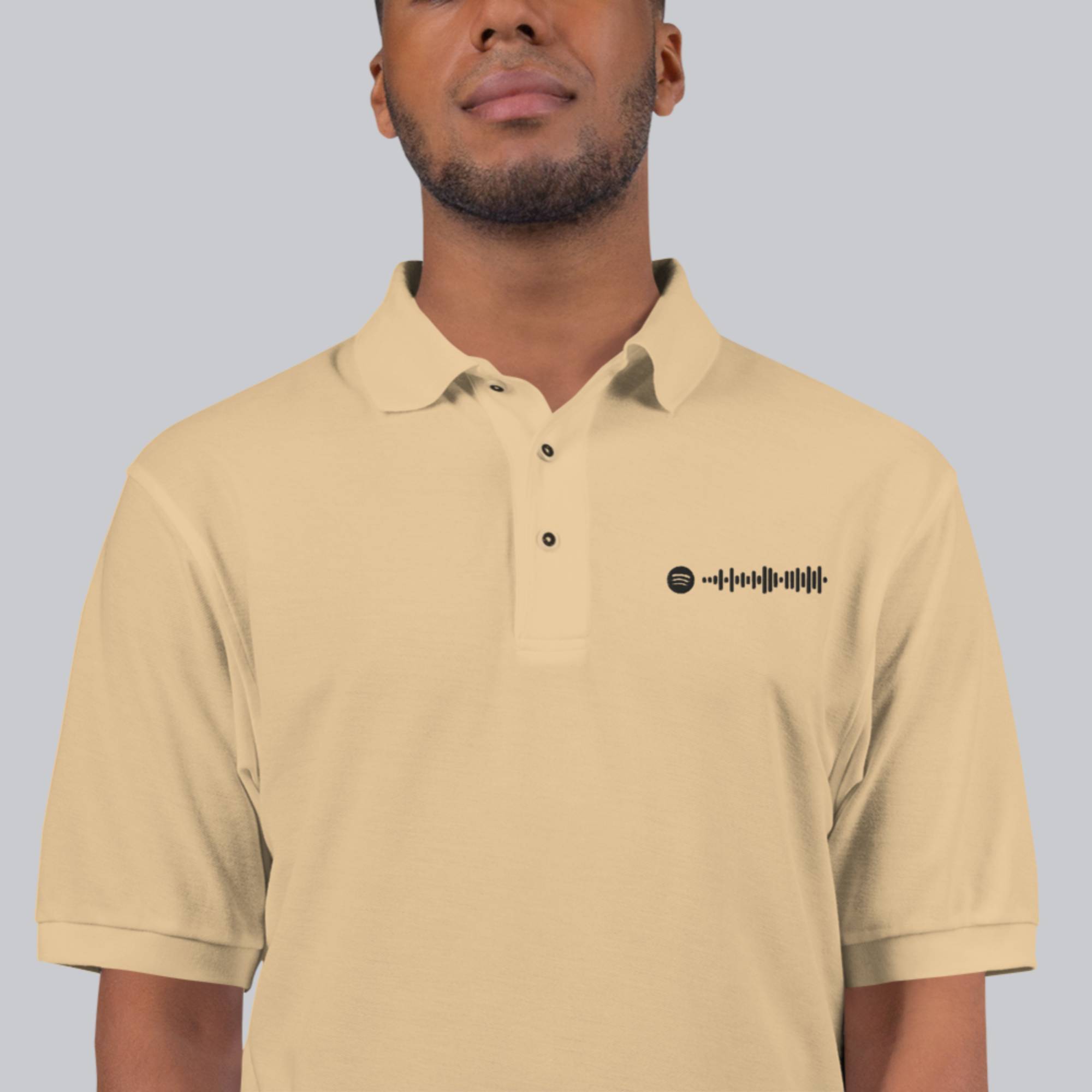 Beige Polo Tshirt with custom Music Code