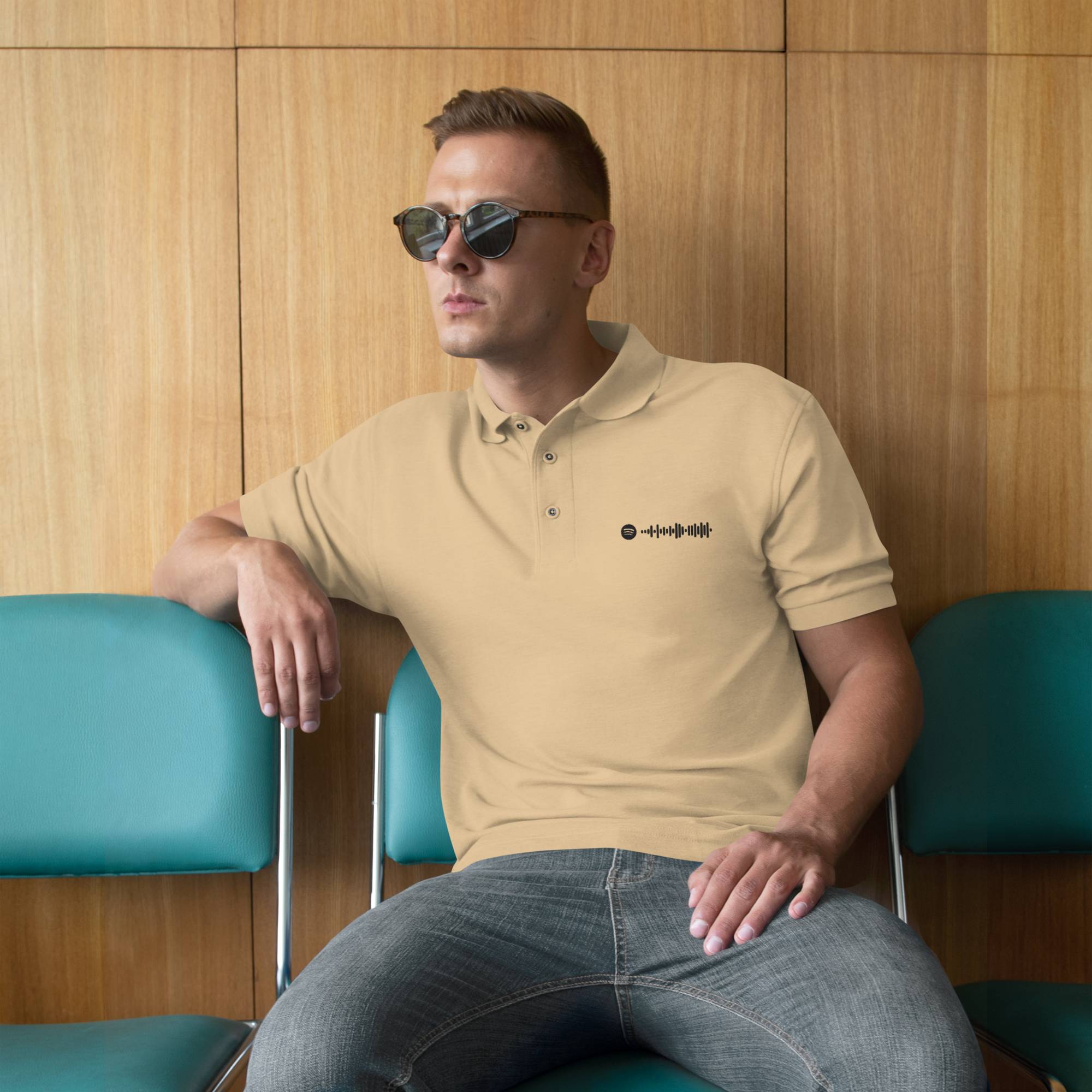 Beige Polo Tshirt with custom Music Code
