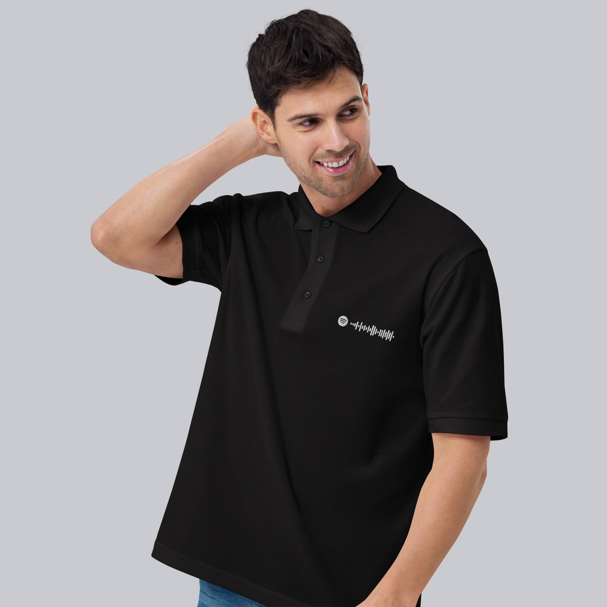 Black Polo Tshirt with custom Music Code