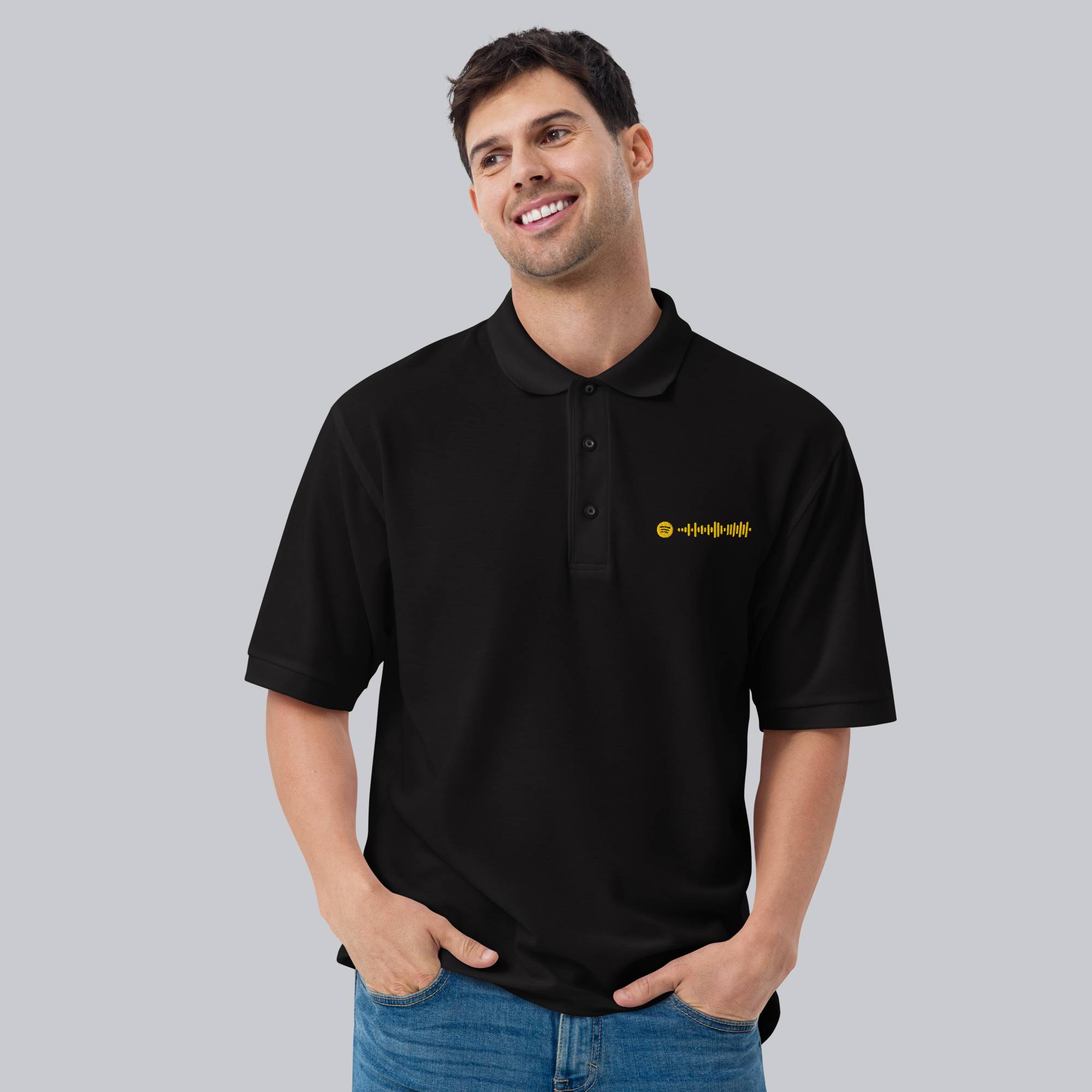Black Polo Tshirt with custom Music Code