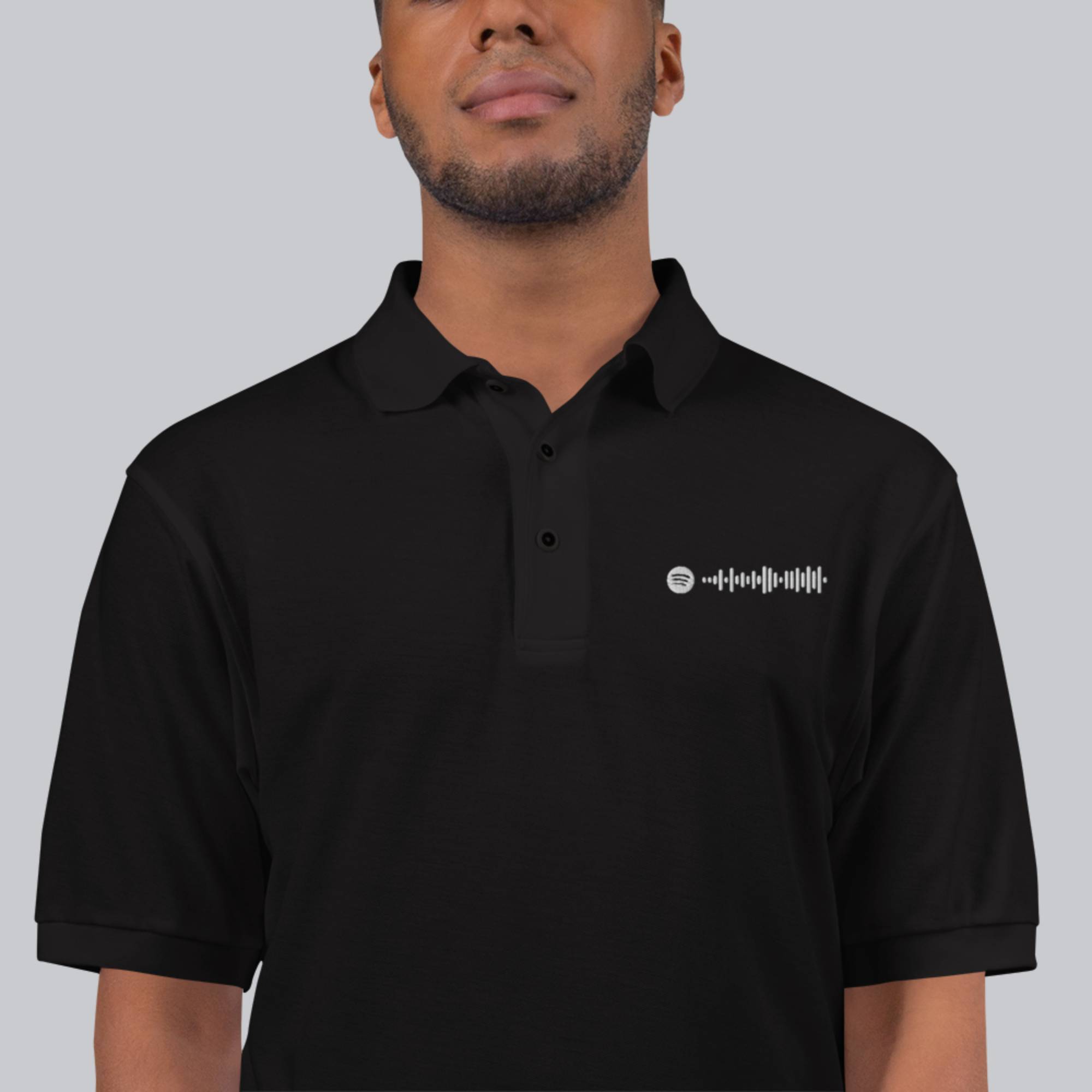 Black Polo Tshirt with custom Music Code