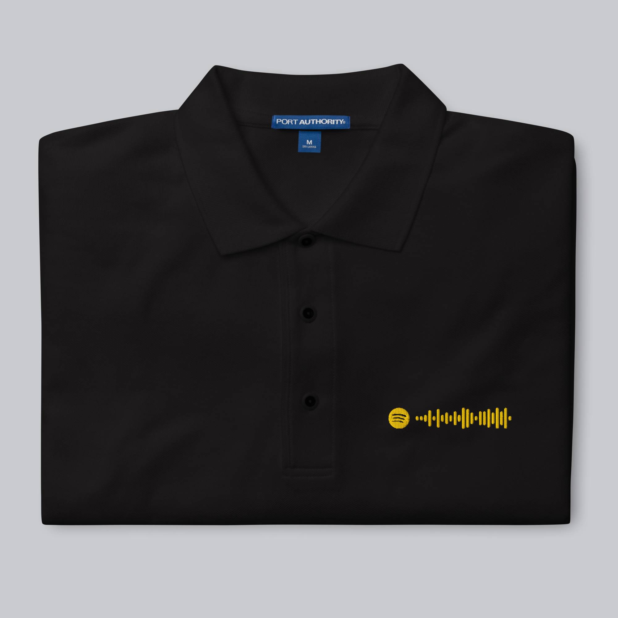 Black Polo Tshirt with custom Music Code