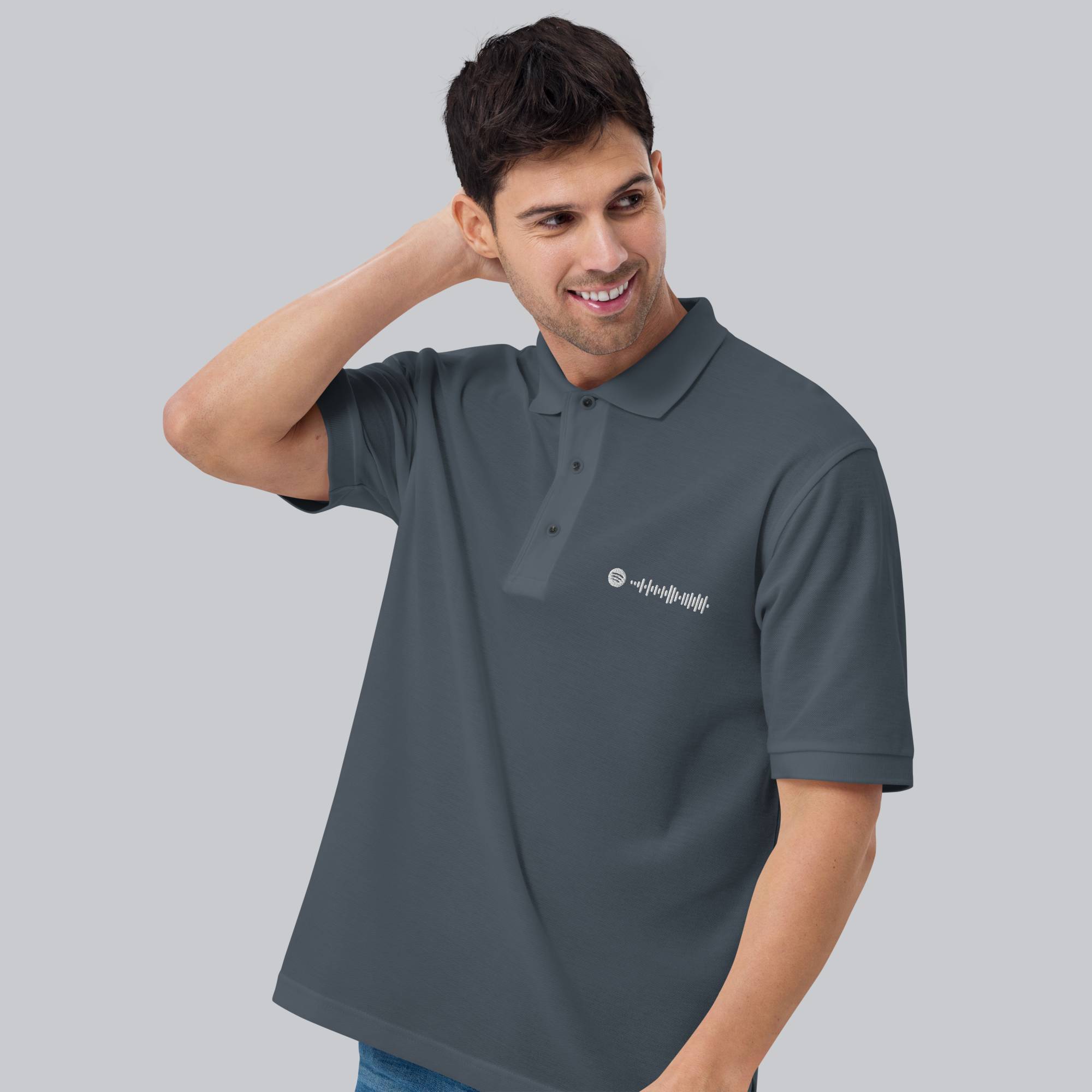 Dark grey Polo Tshirt with custom Music Code