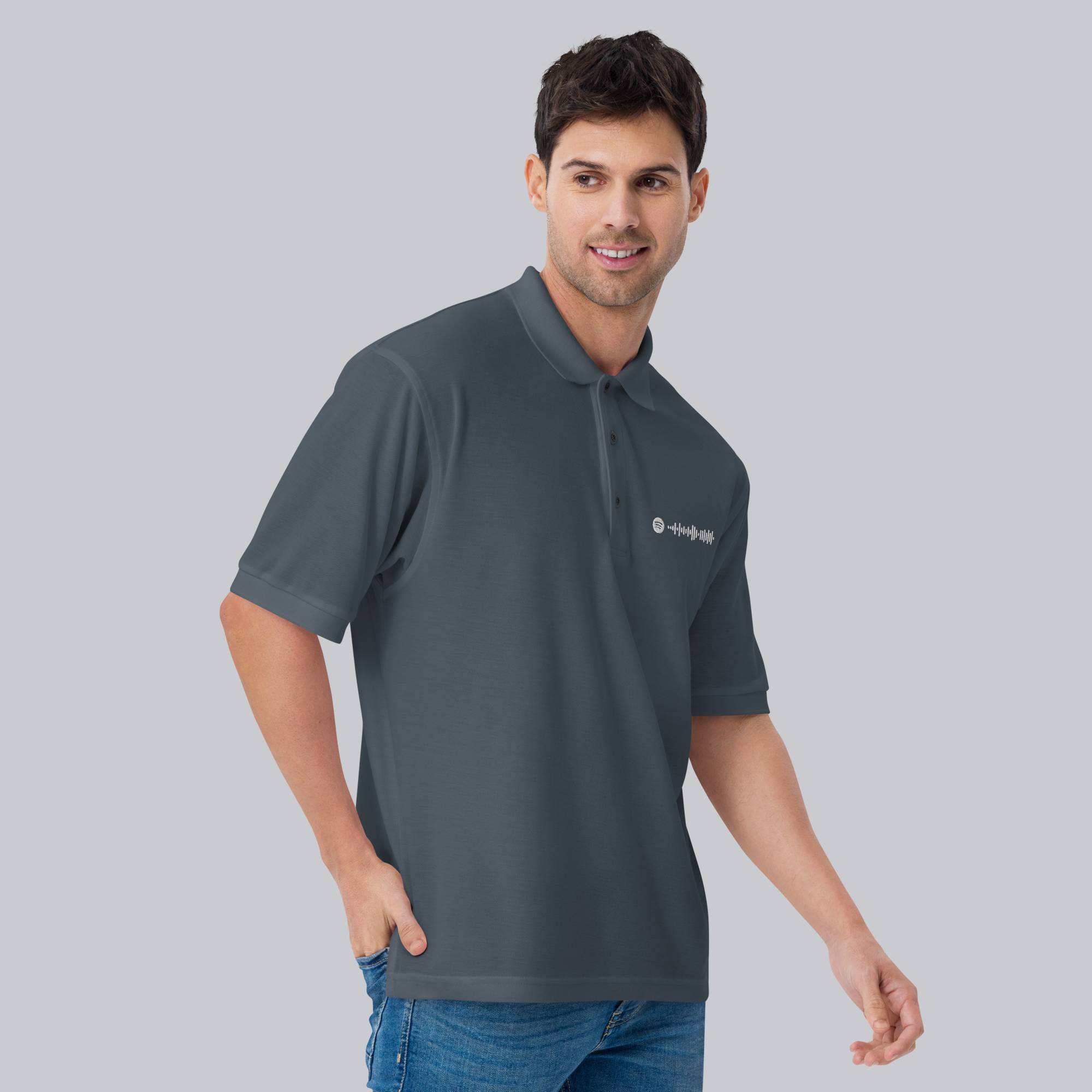 Dark grey Polo Tshirt with custom Music Code
