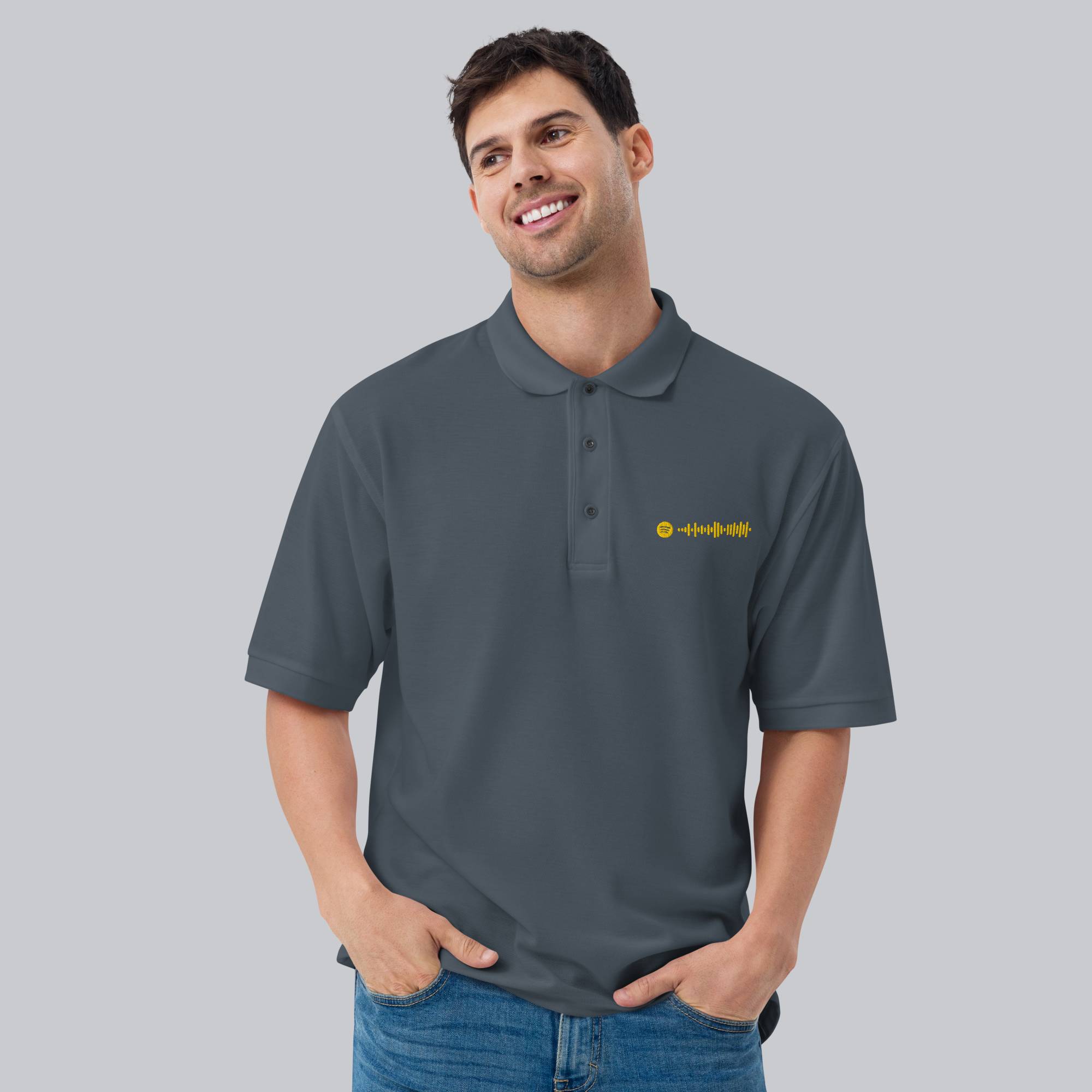 Dark grey Polo Tshirt with custom Music Code