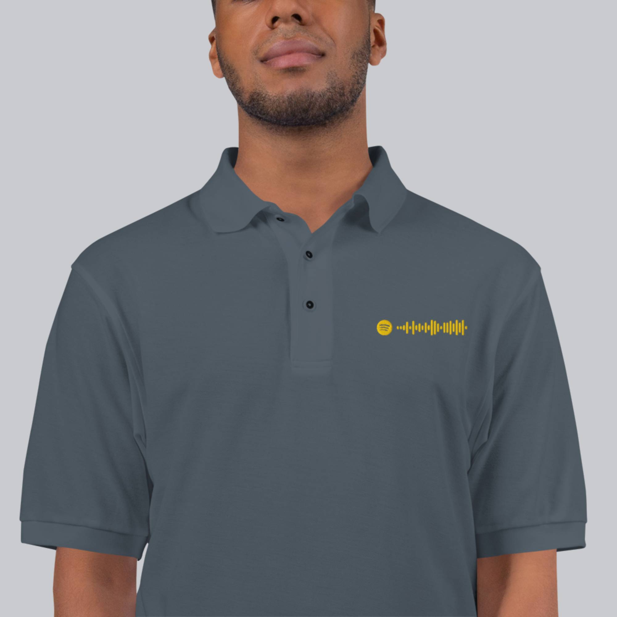 Dark grey Polo Tshirt with custom Music Code