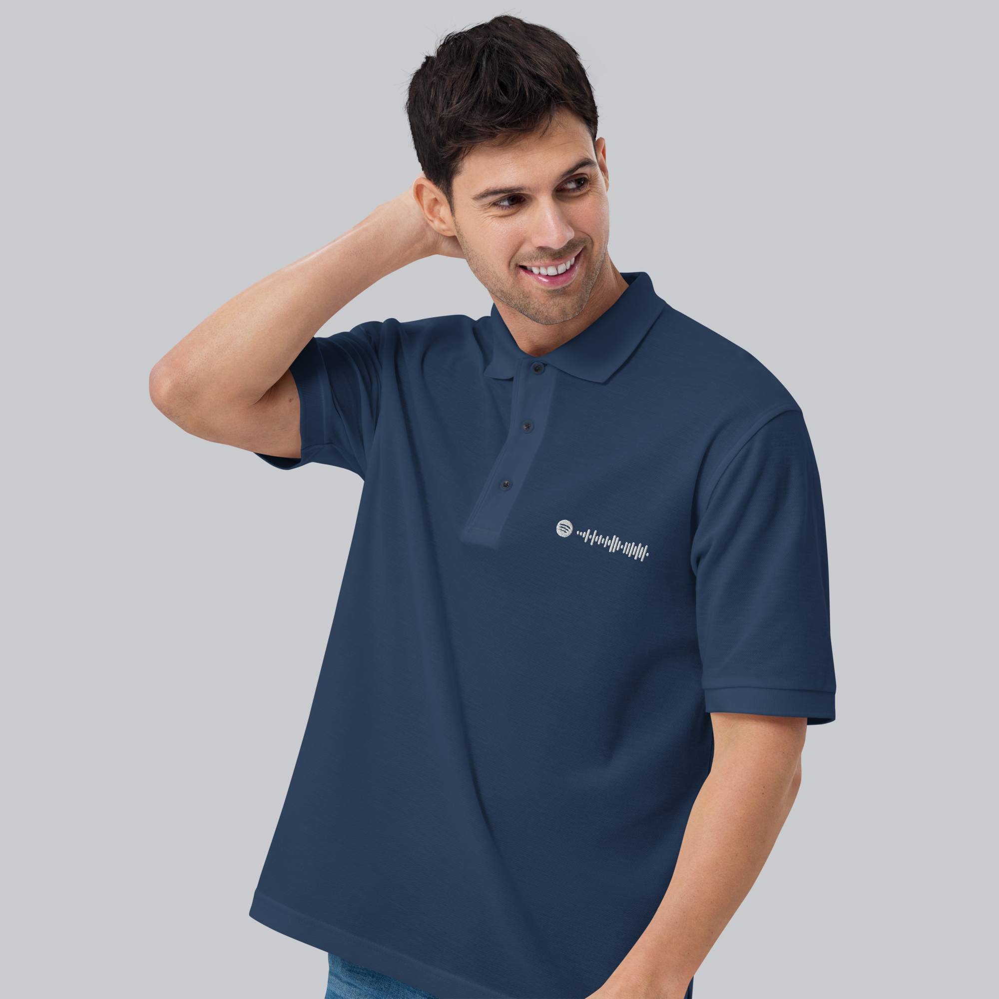 Navy Polo Tshirt with custom Music Code