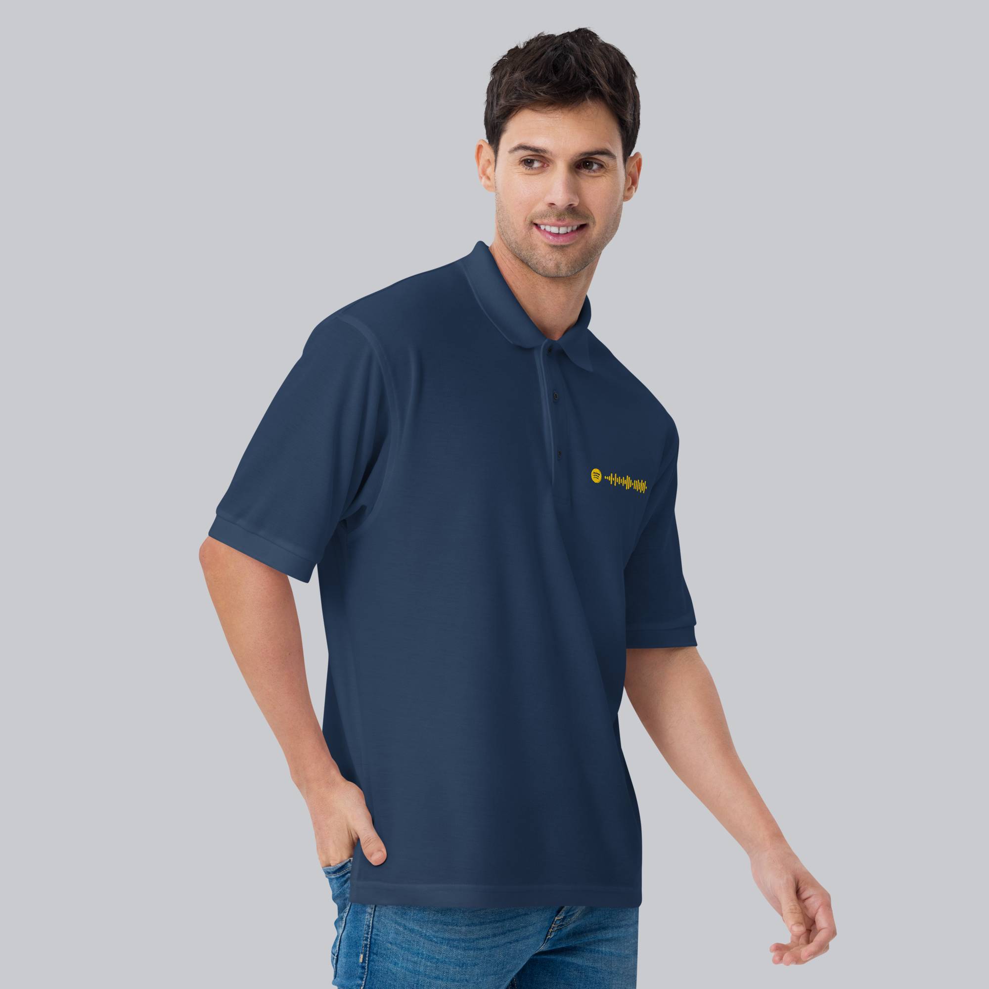 Navy Polo Tshirt with custom Music Code
