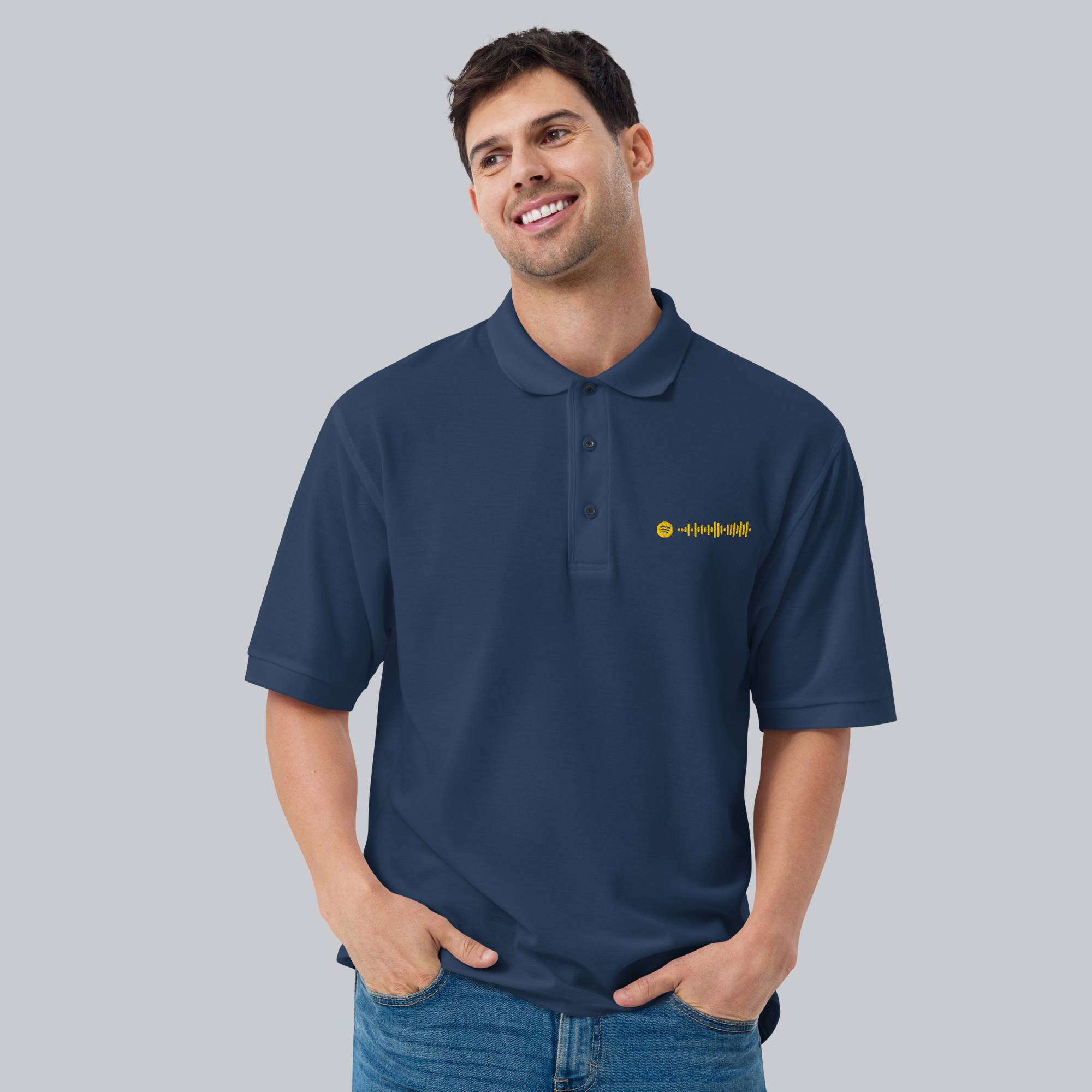 Navy Polo Tshirt with custom Music Code