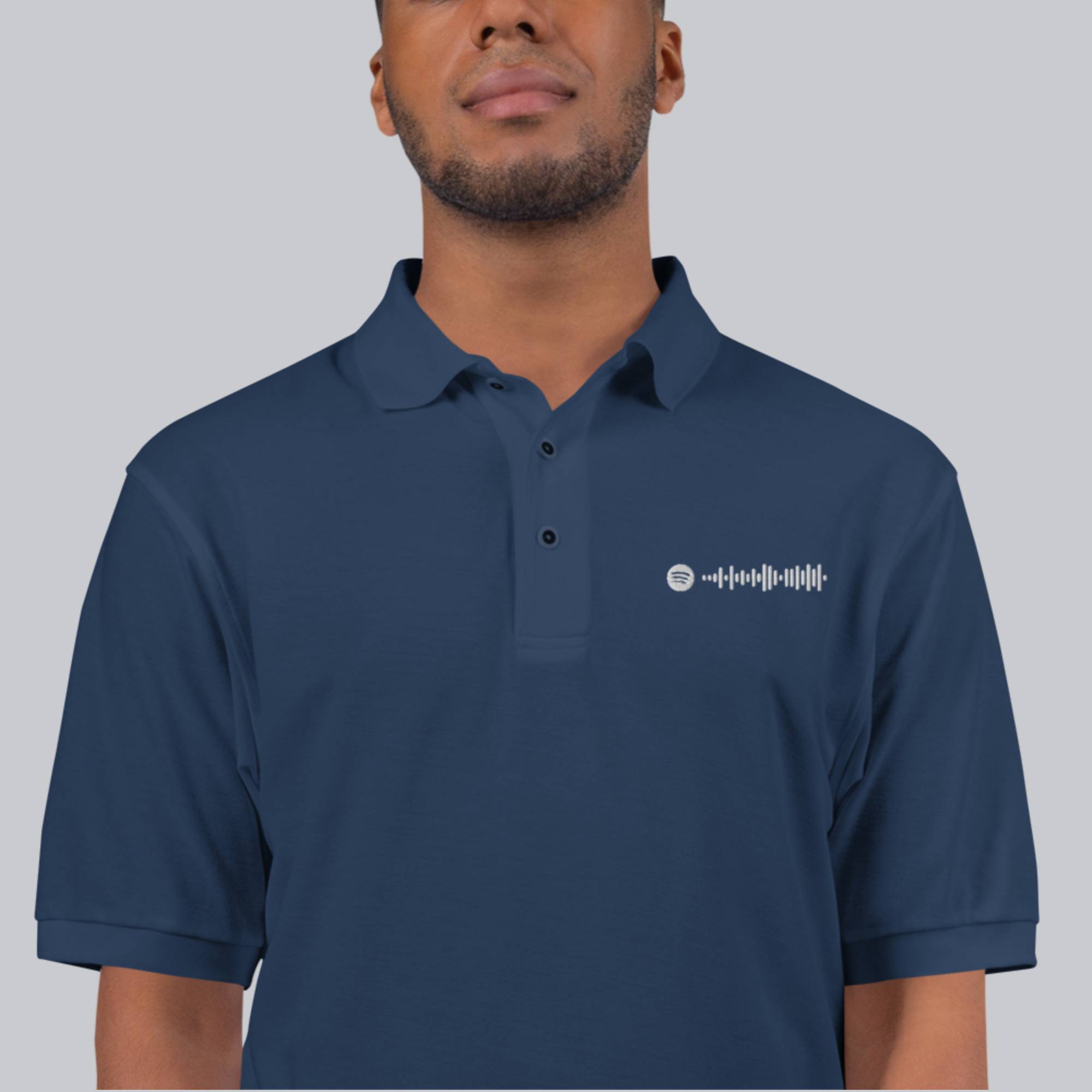 Navy Polo Tshirt with custom Music Code