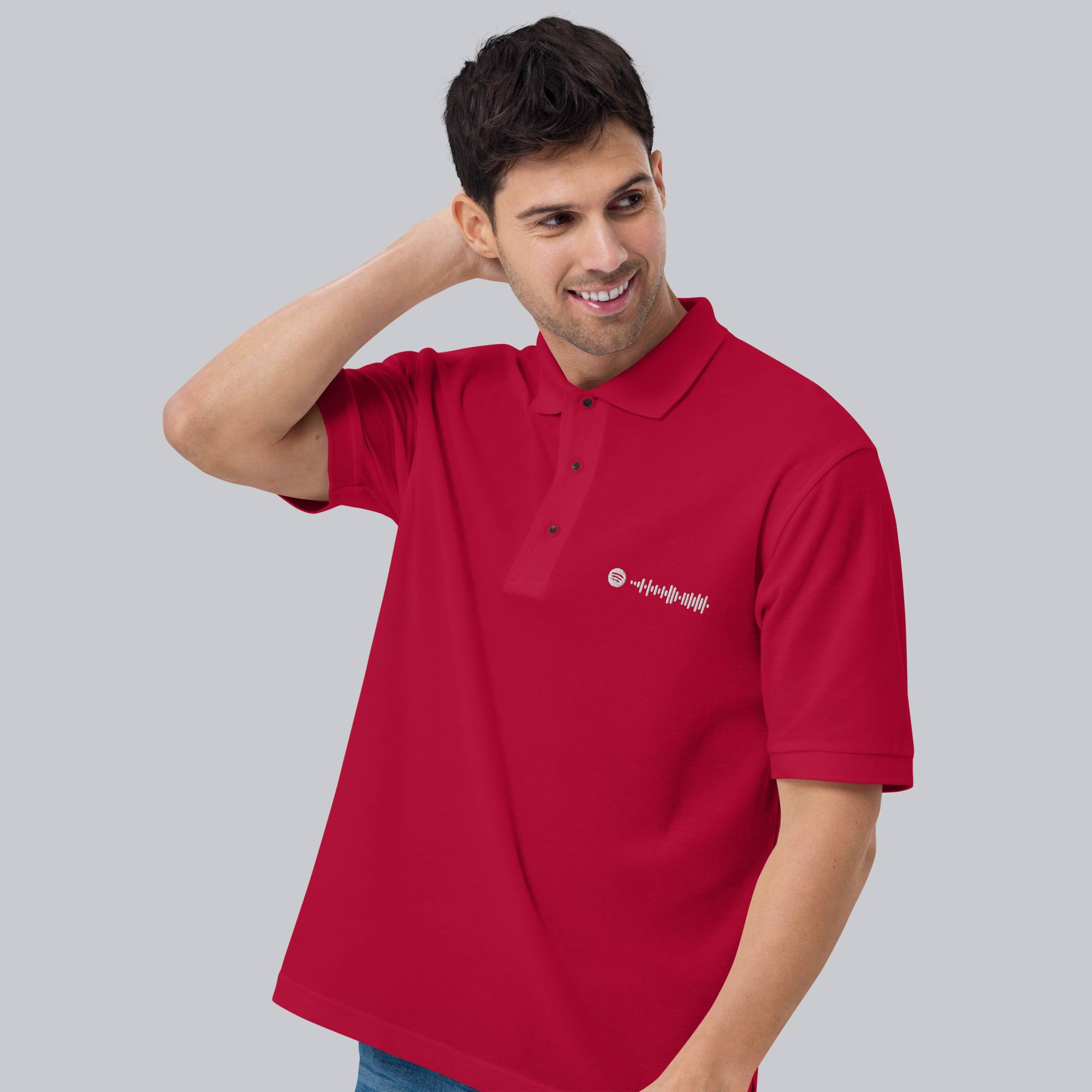 Red Polo Tshirt with custom Music Code