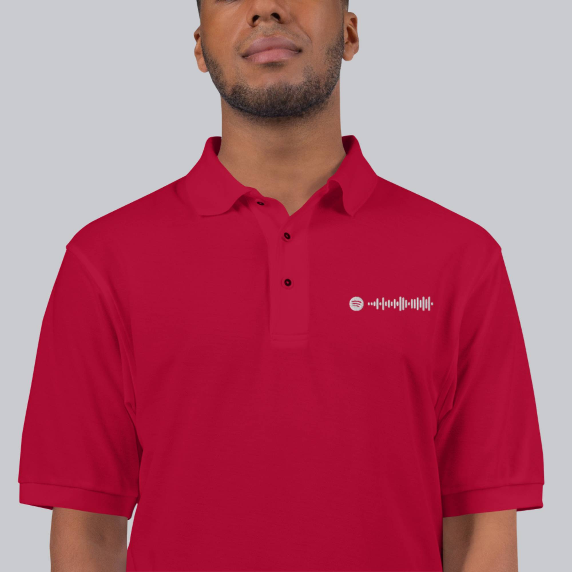 Red Polo Tshirt with custom Music Code