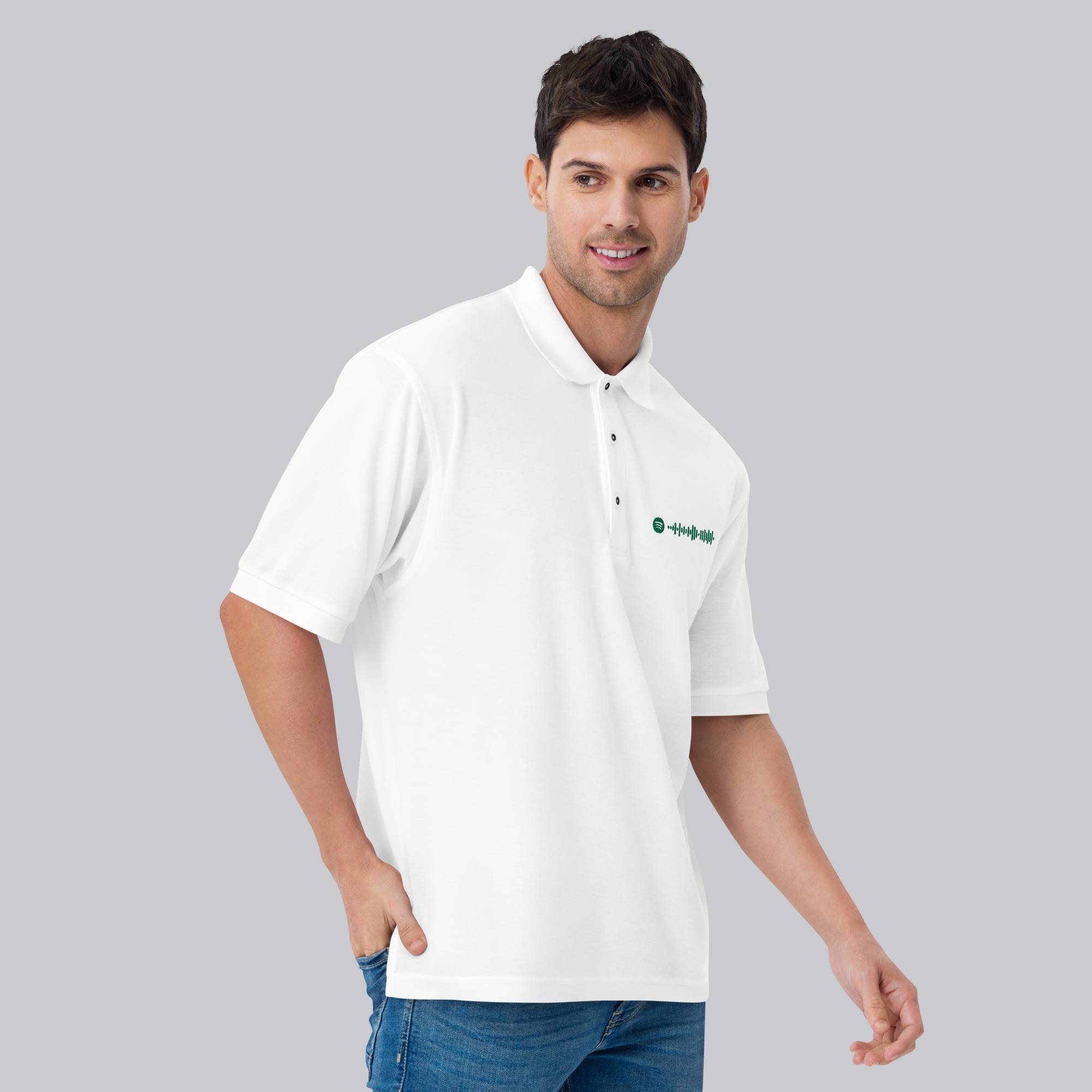 White Polo Tshirt with custom Music Code