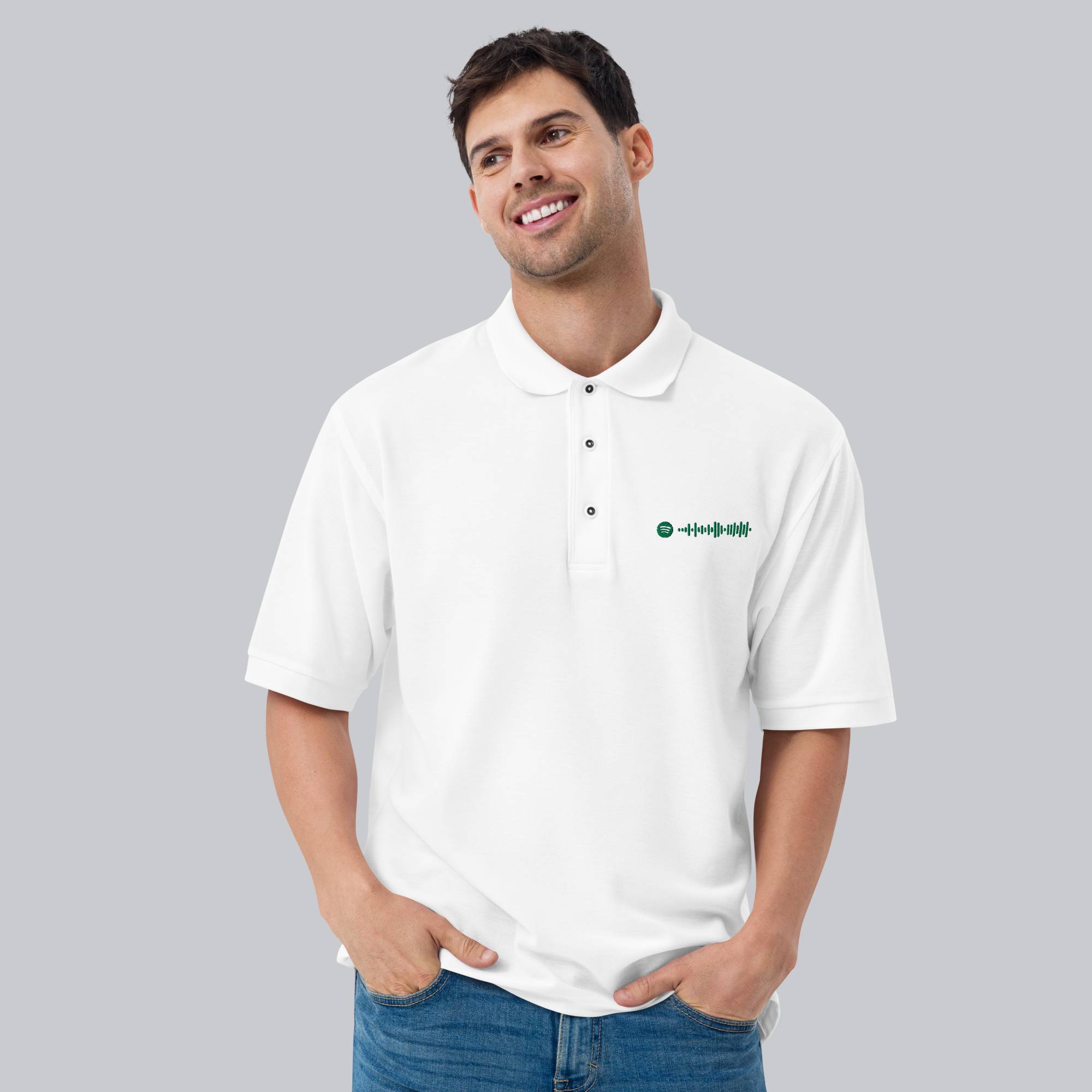 White Polo Tshirt with custom Music Code