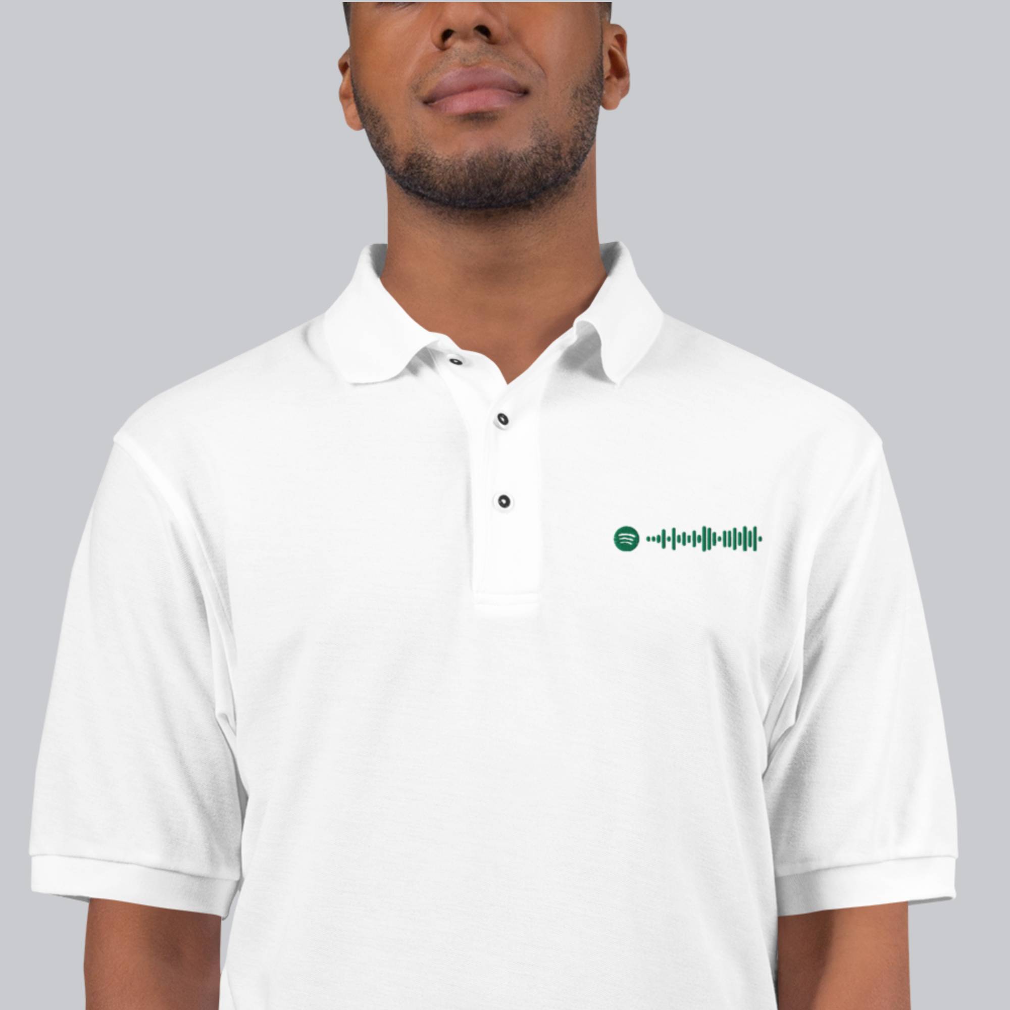 White Polo Tshirt with custom Music Code