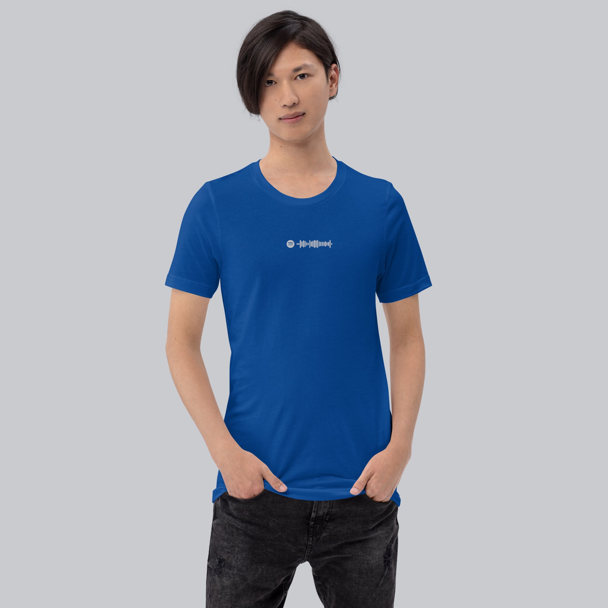 Blue unisex tshirt with custom music code