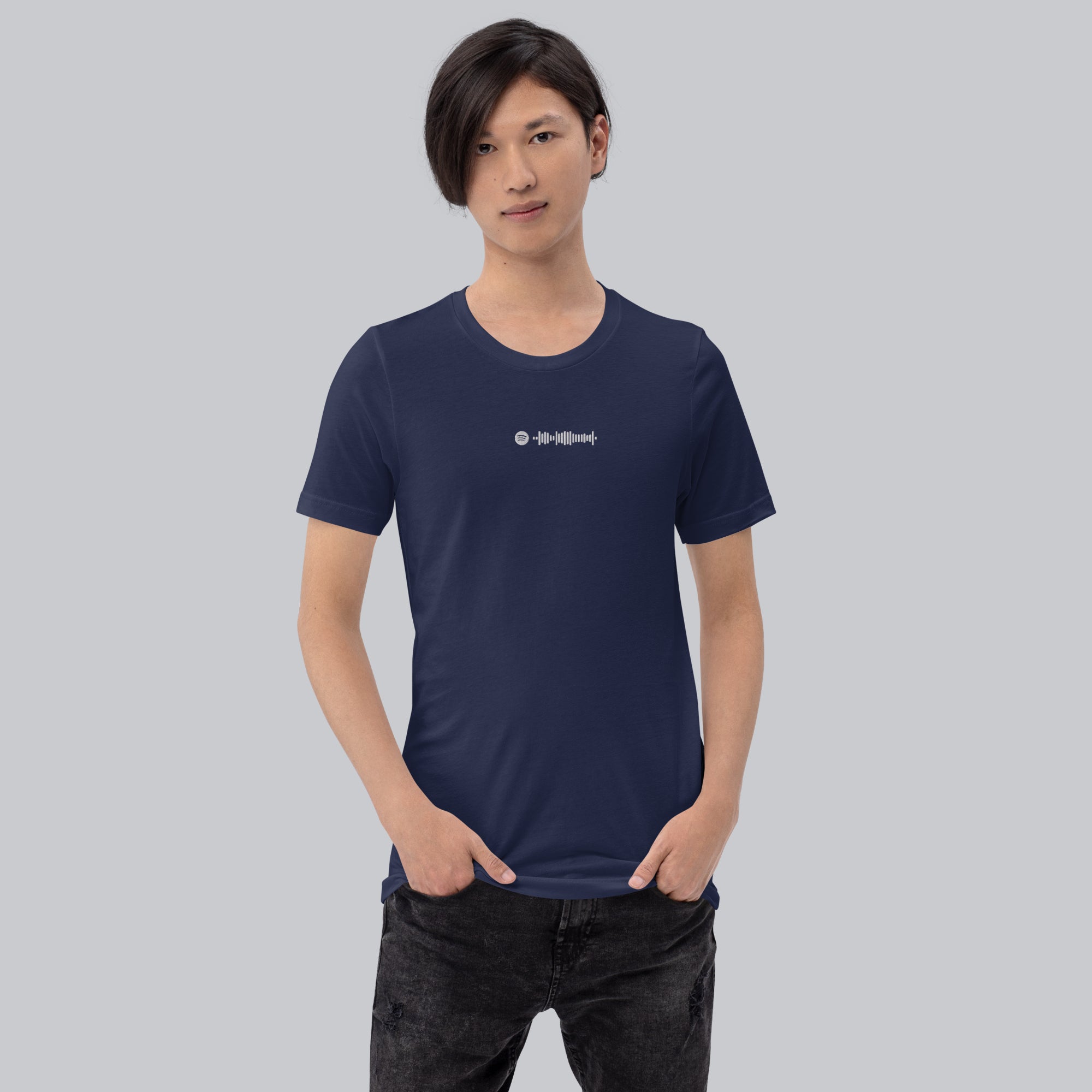 Navy unisex tshirt with custom music code